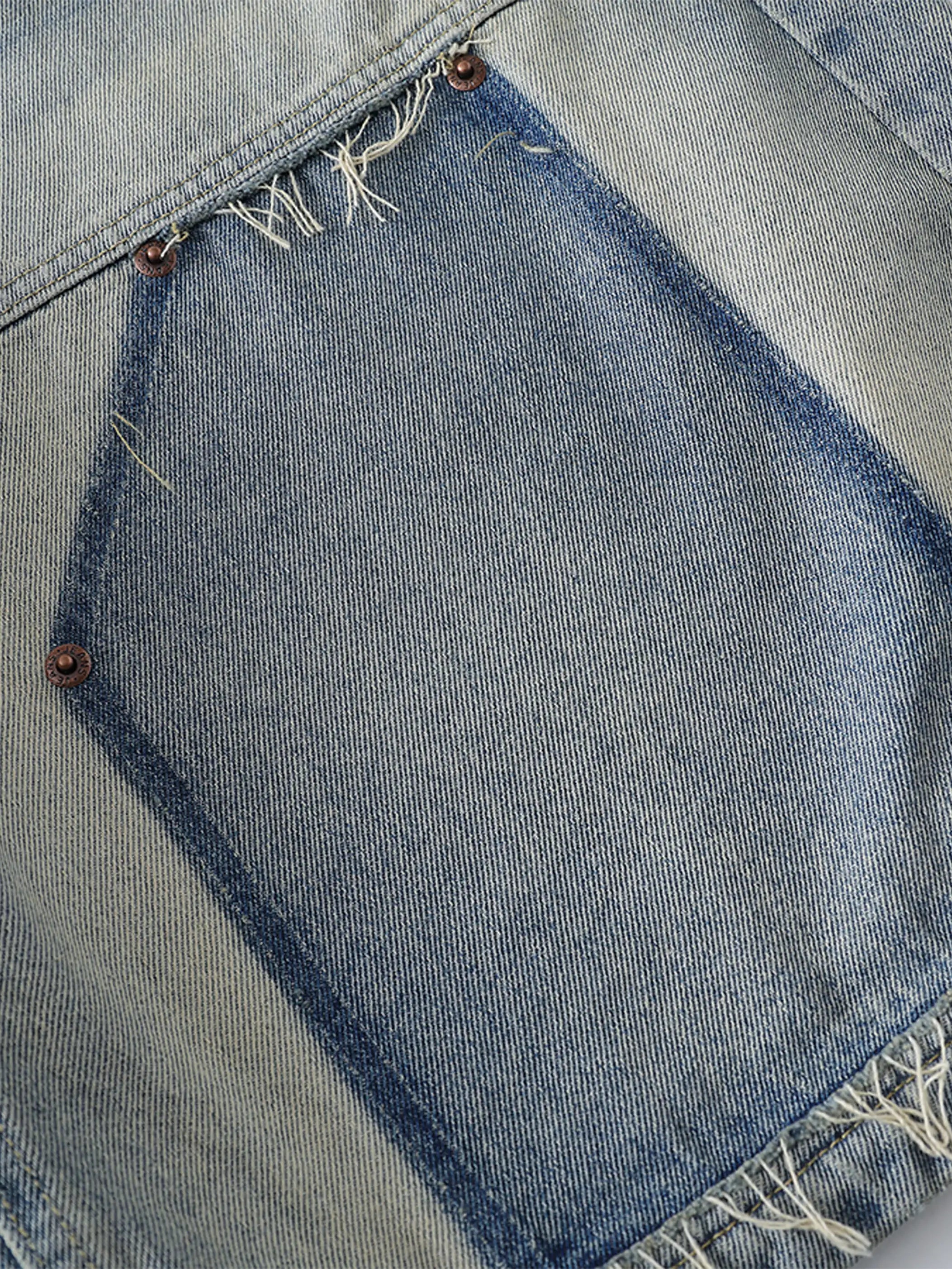 Worn-Out Vintage Denim Capri Pants-S1114