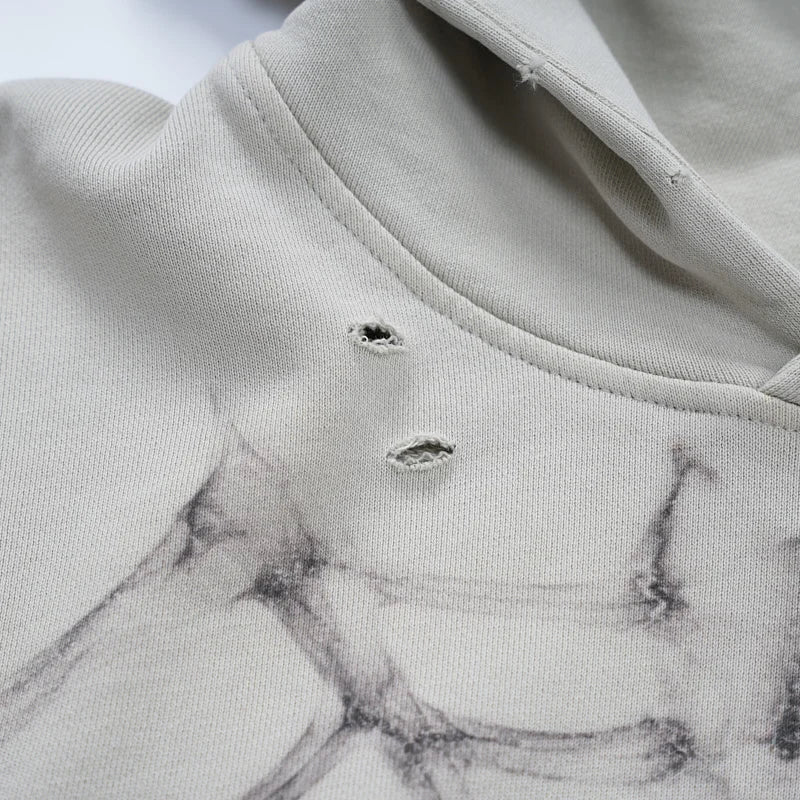 Sweat à capuche avec motif rayons X effet vieilli - 780