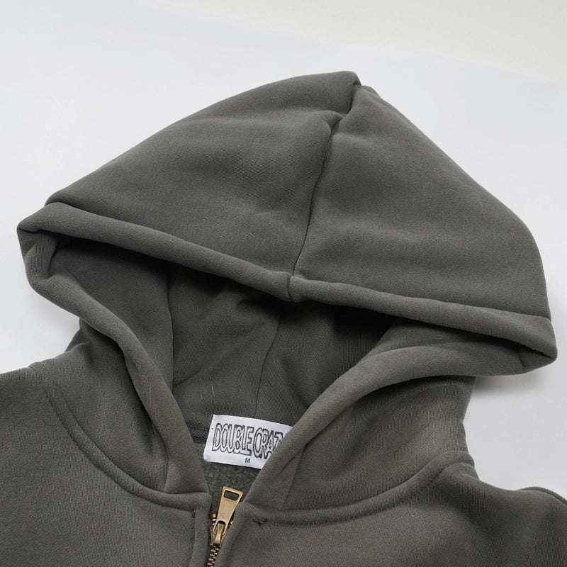 Washed Angel Cross Zip Hoodie-810
