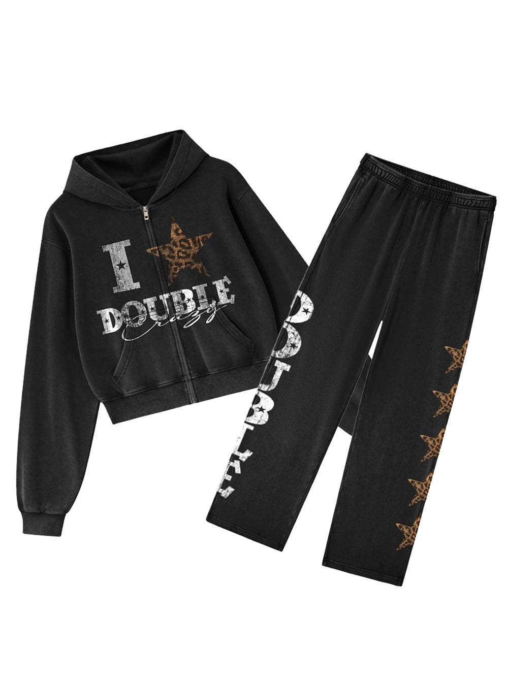 Rebel Leopard Star Sweat Set-838