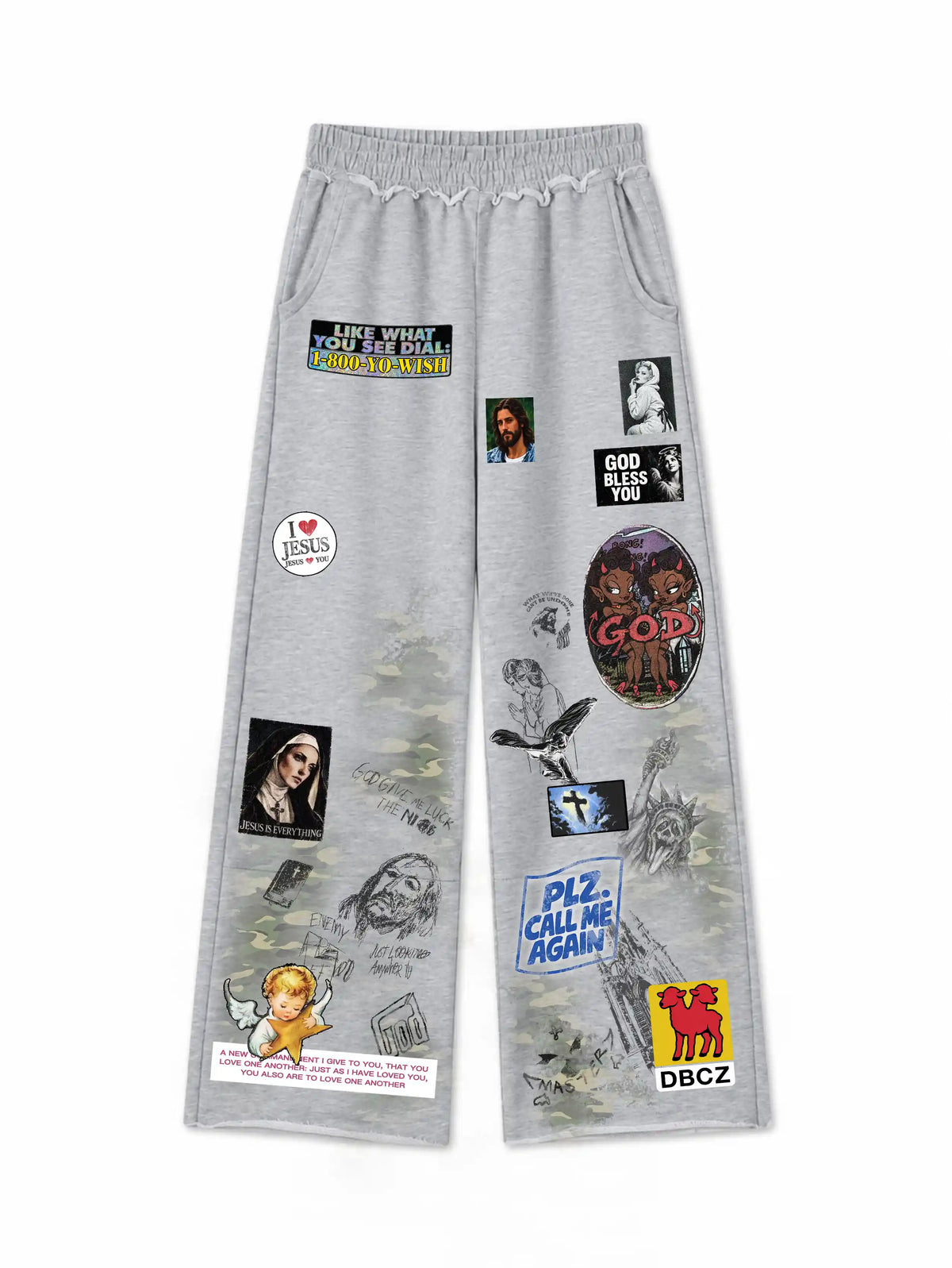 Distressed Jesus Collage Sweats-763
