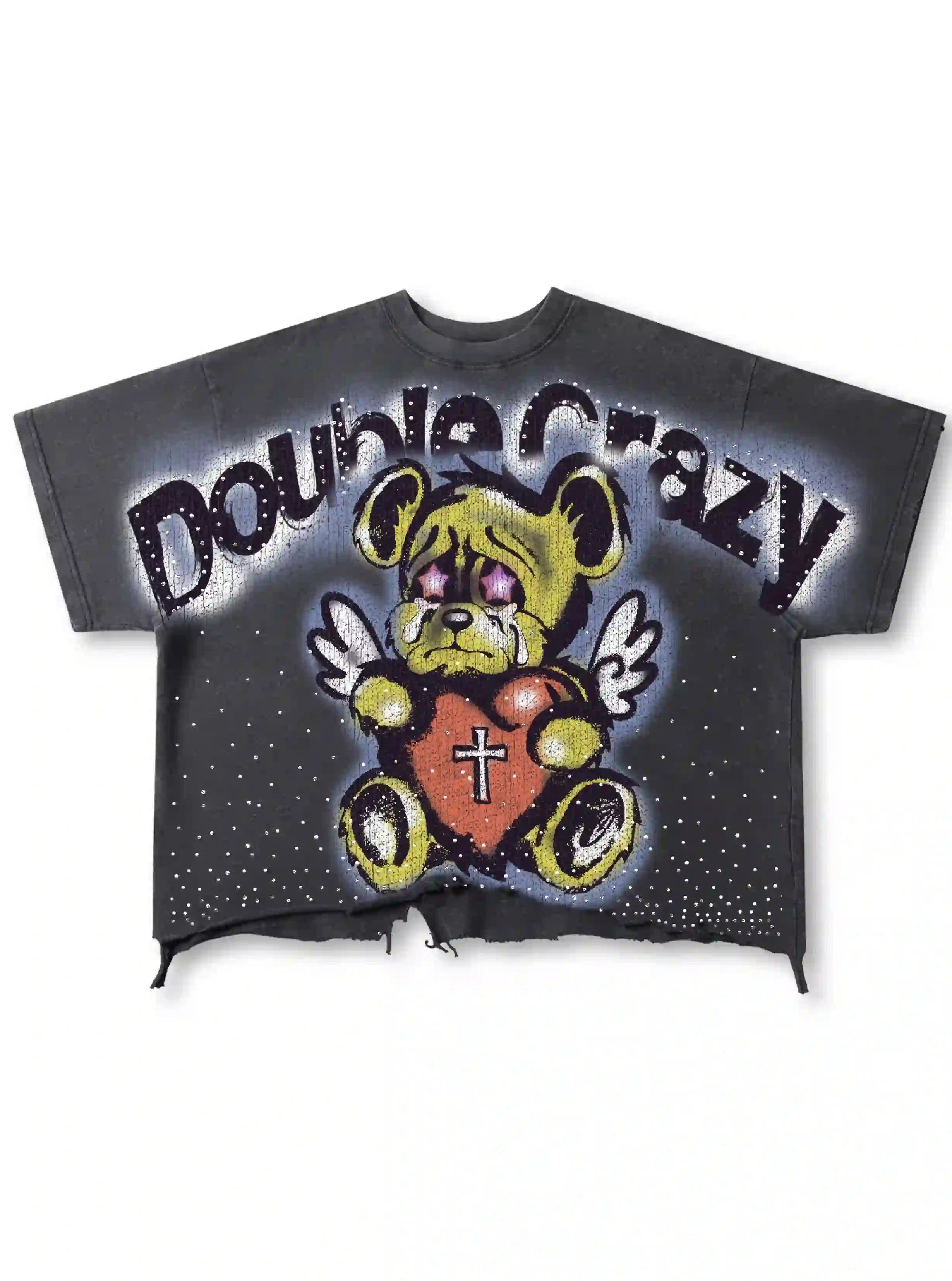 Distressed Grunge Angel Bear Tee-443