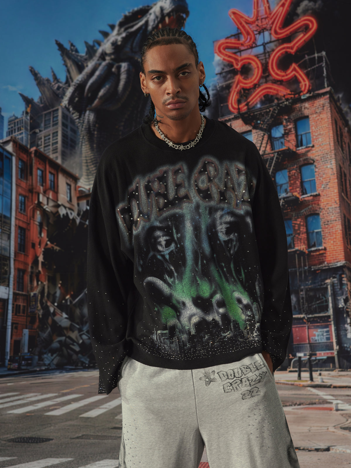 Rhinestone Burning City L/S-713