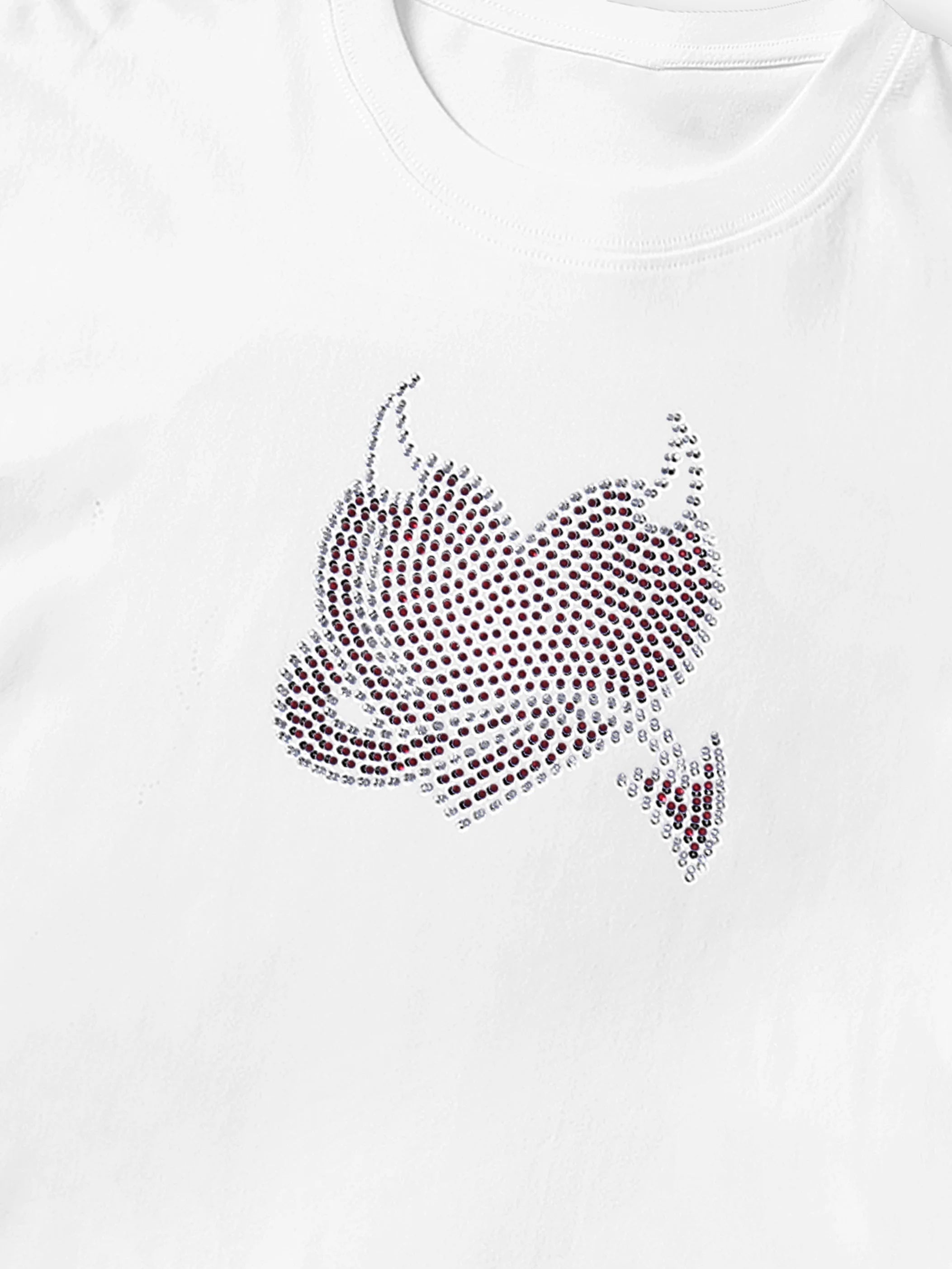 Trendy Studded Heart Devil Graphic T-Shirt-S140