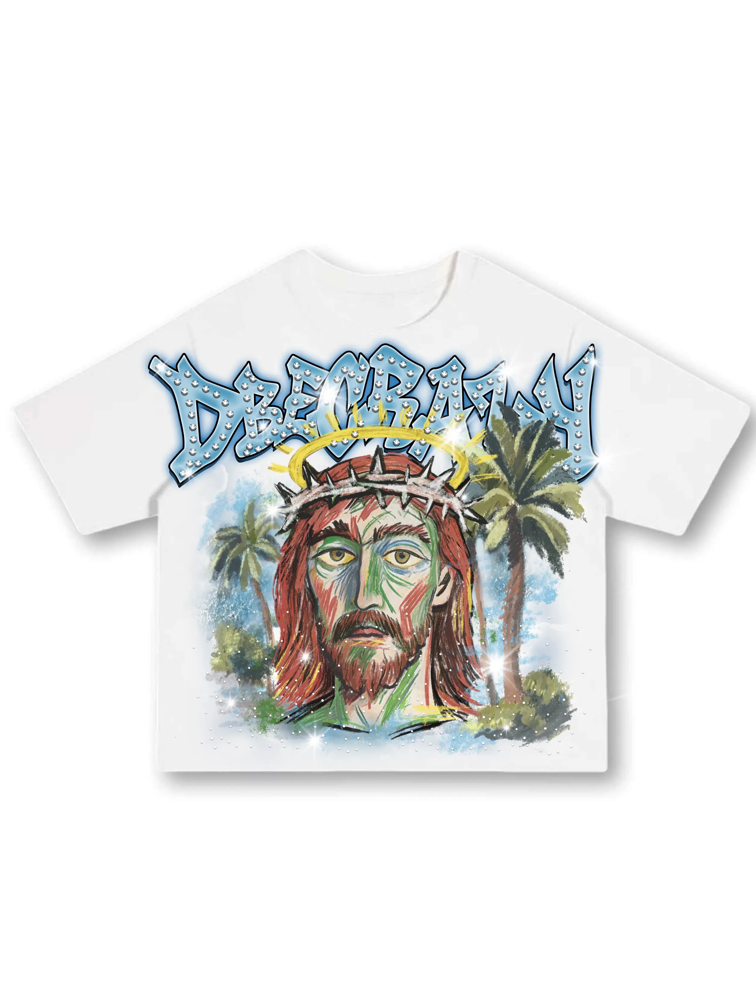 Camiseta "Jesús Abstracto" con Pedrería-537