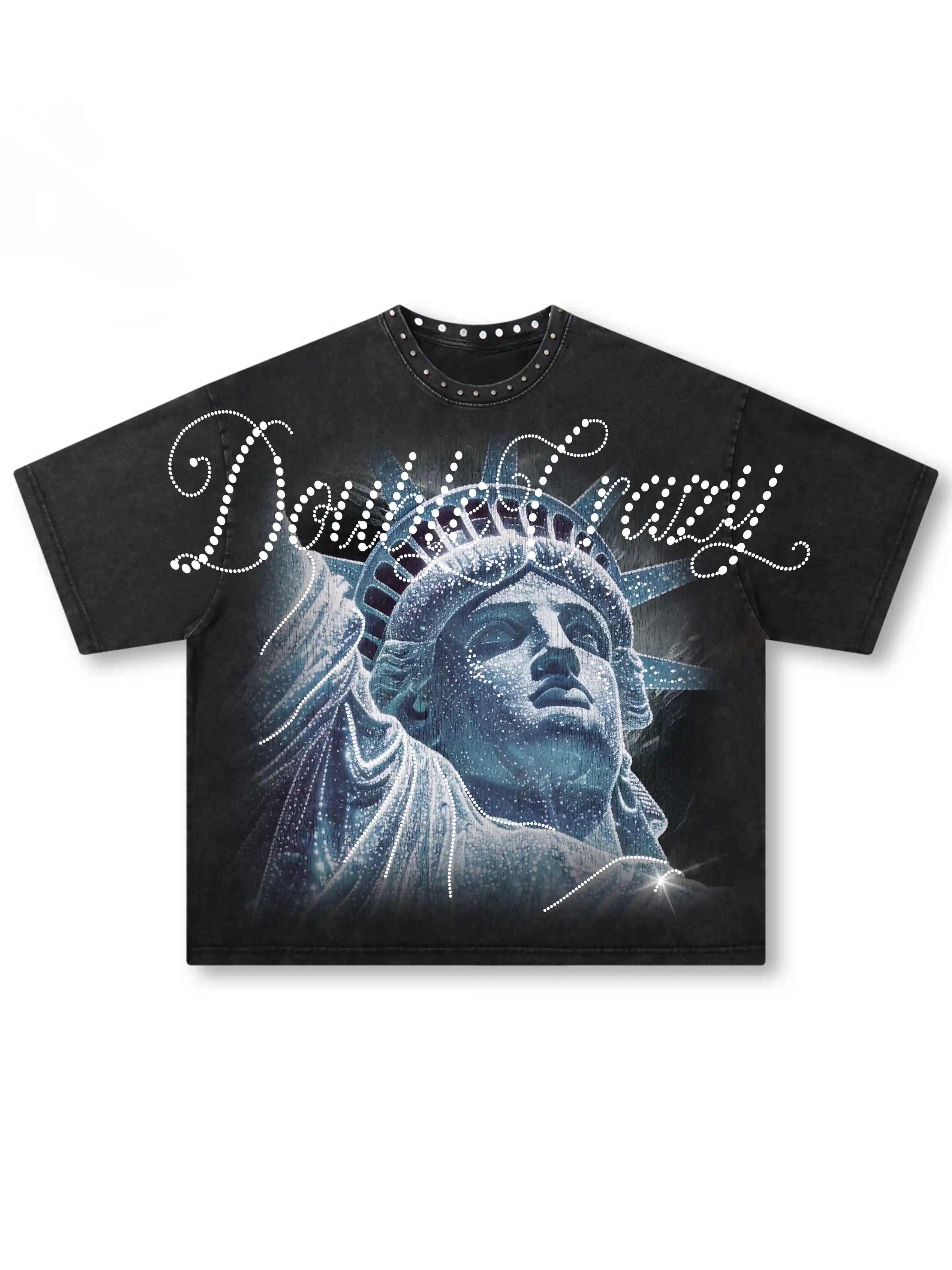 Studded Neck Liberty Graphic Tee-554