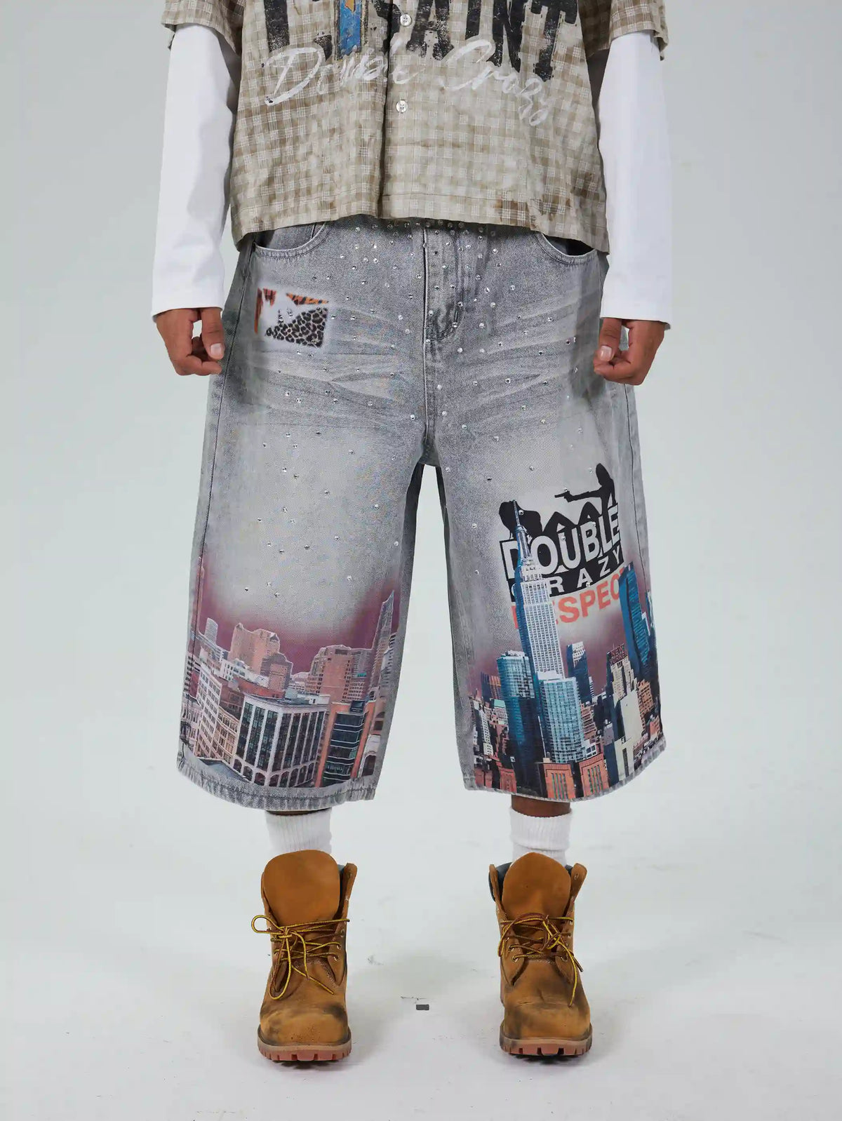 Bling NYC Pantalones Cortos Vaqueros Gráficos-577