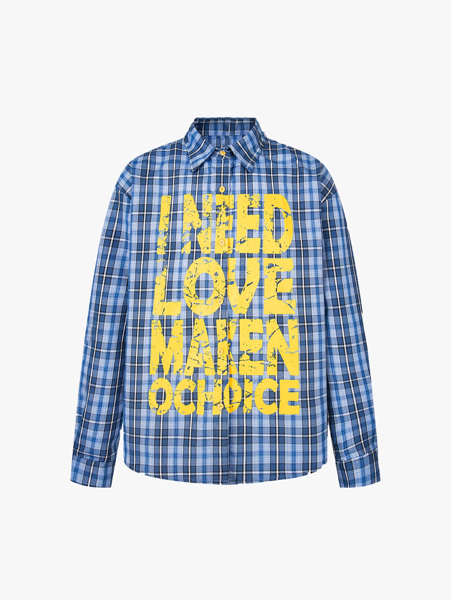 Plaid Graffiti Print Shirt Unisex Streetwear Long Sleeve Grunge Flannel Top-S1012