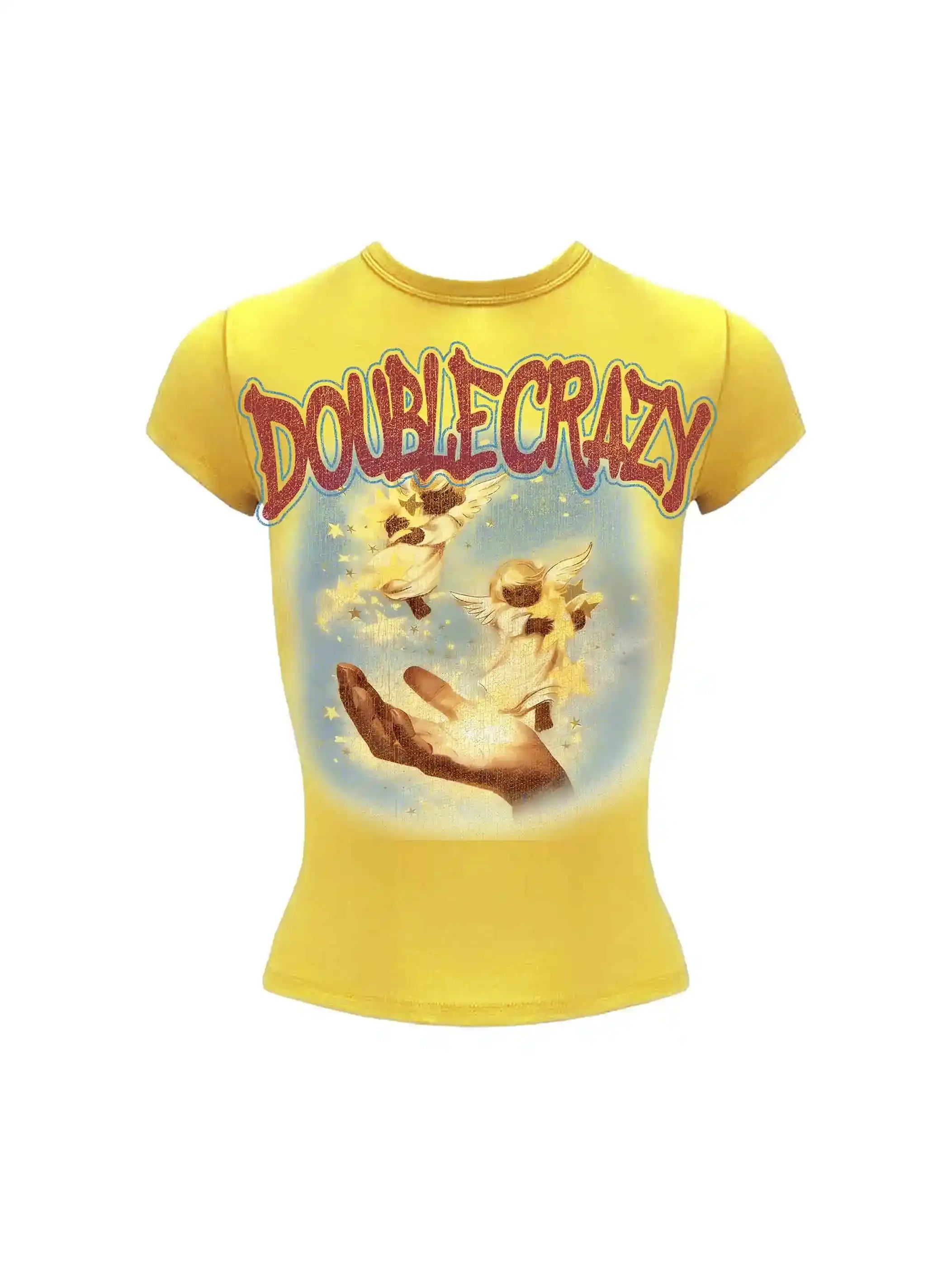 Y2K Grunge Cracked Angel Baby Tee-433