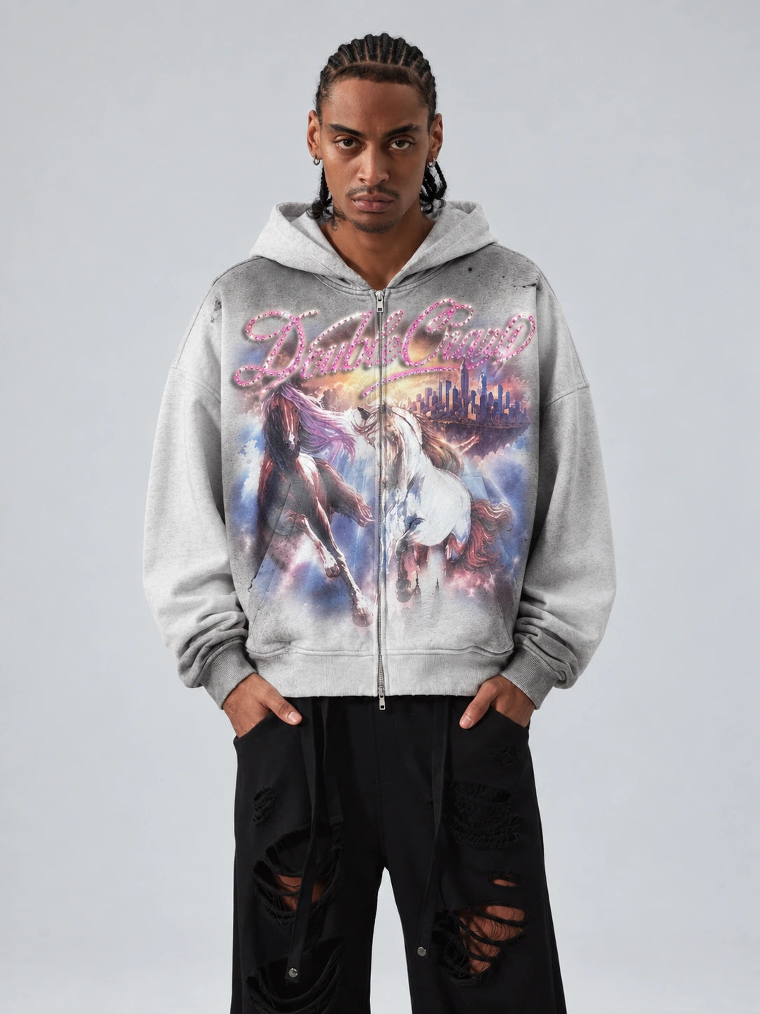 Faded Sky City Zip Hoodie-724