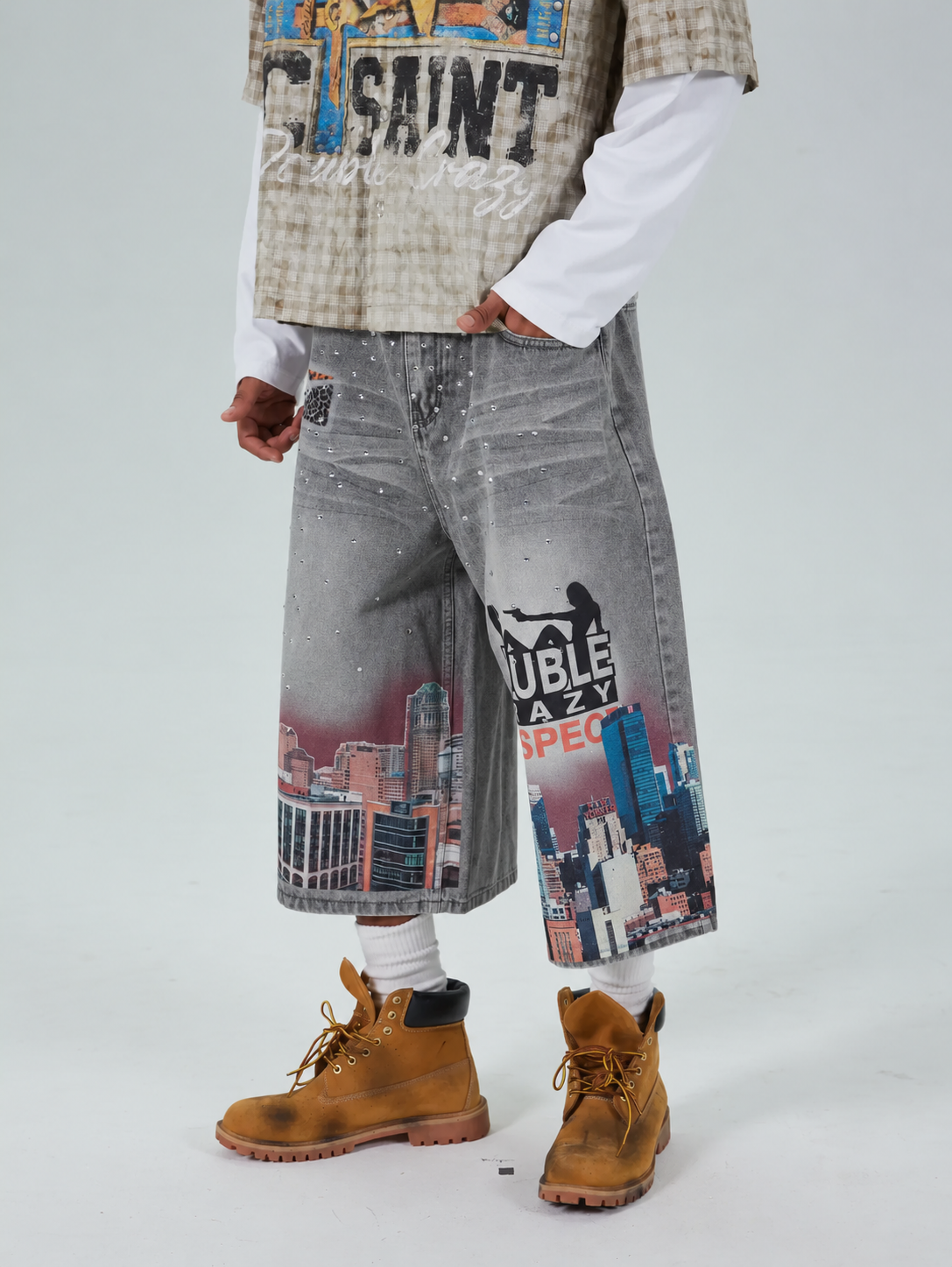 Bling NYC Pantalones Cortos Vaqueros Gráficos-577