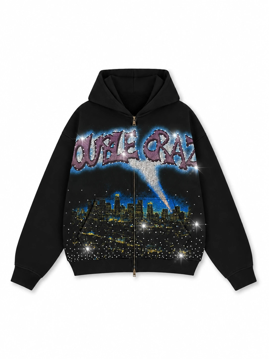 Sweat à capuche zippé L.A. Skyline Iced Out-759