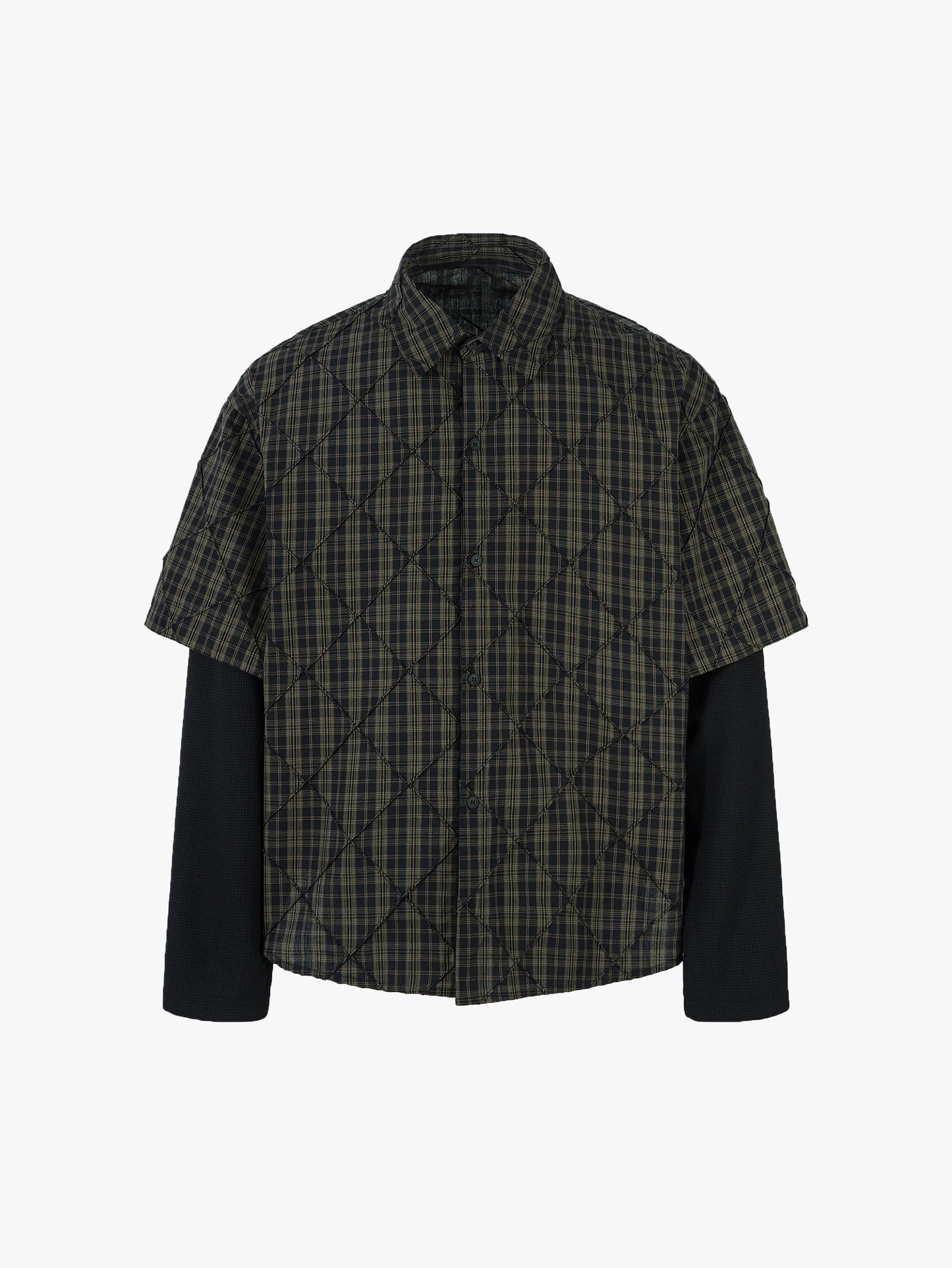 New Collection Quilted Plaid Shirt with Long Sleeves Stylish Streetwear Layered Casual Shirt