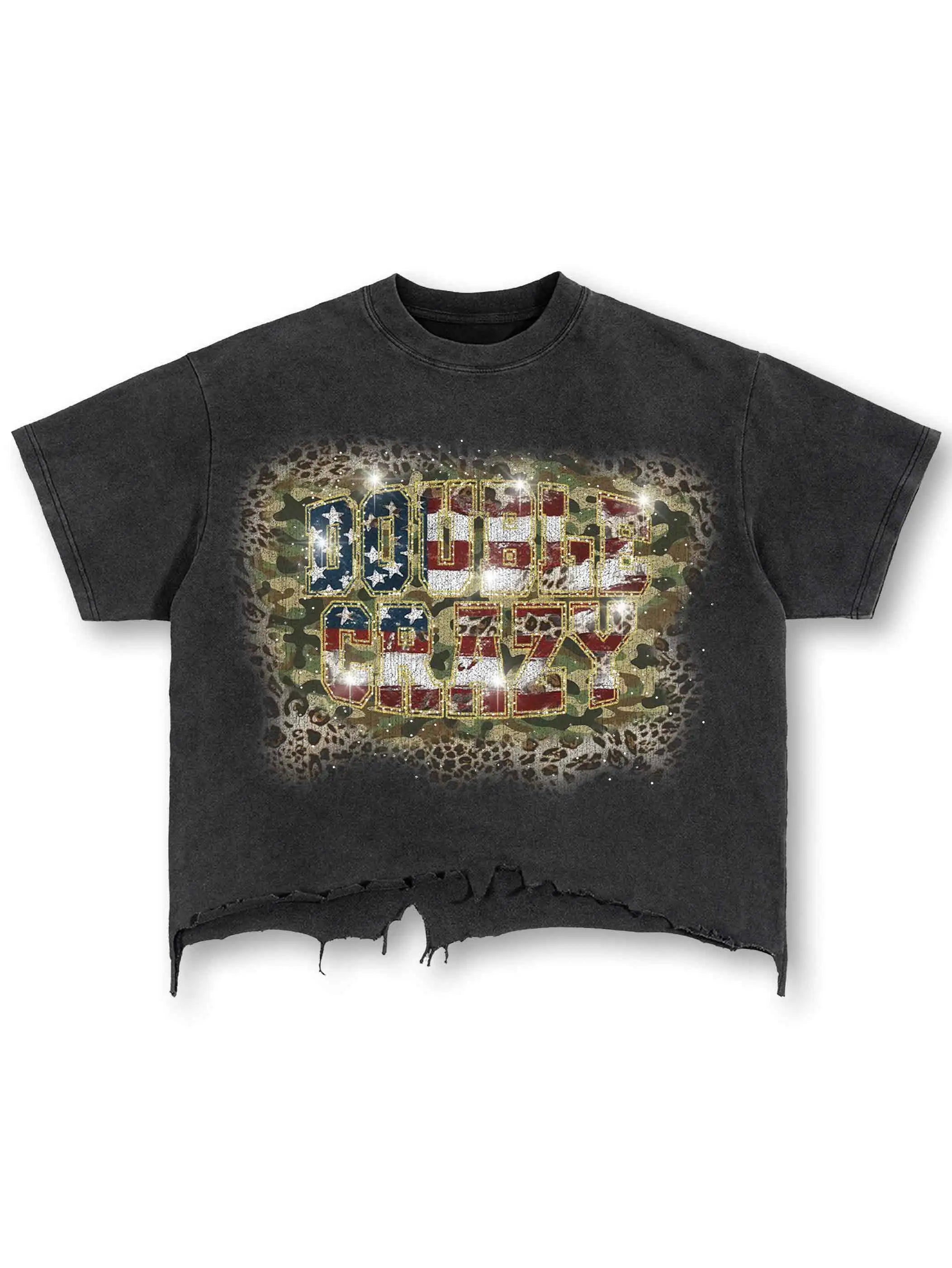 Distressed Boxy USA Flag Tee-432