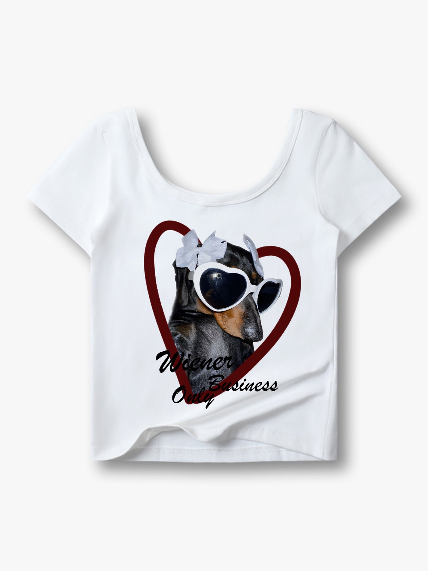 Y2K Puppy Print Crop Top Cute Dachshund Dog Graphic Summer Tee-168