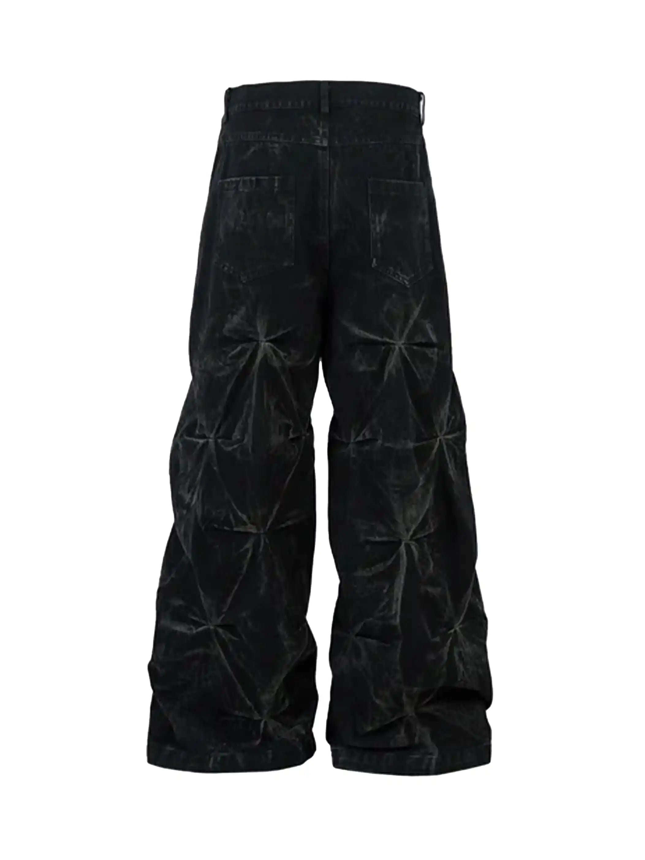 High-Waisted Quilted Denim Pants-S928