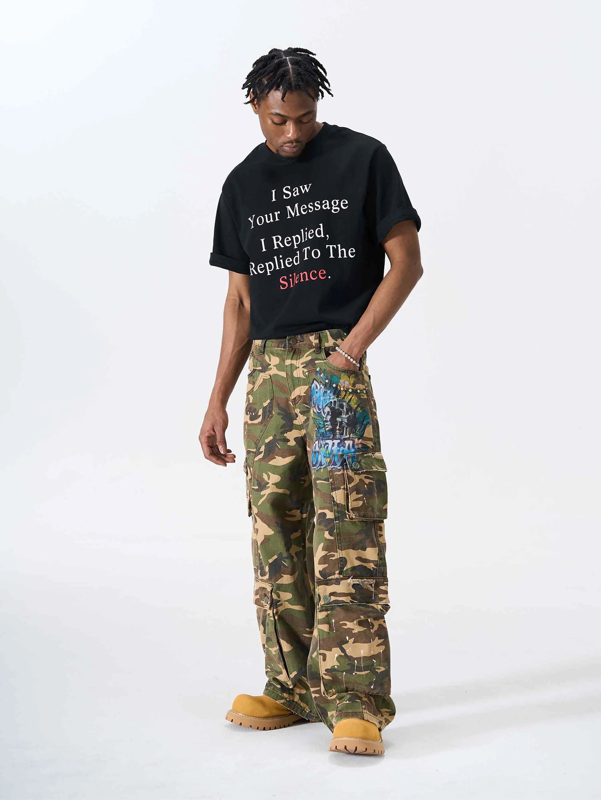 Multi-Pocket Camo Graphic Cargo-S1198