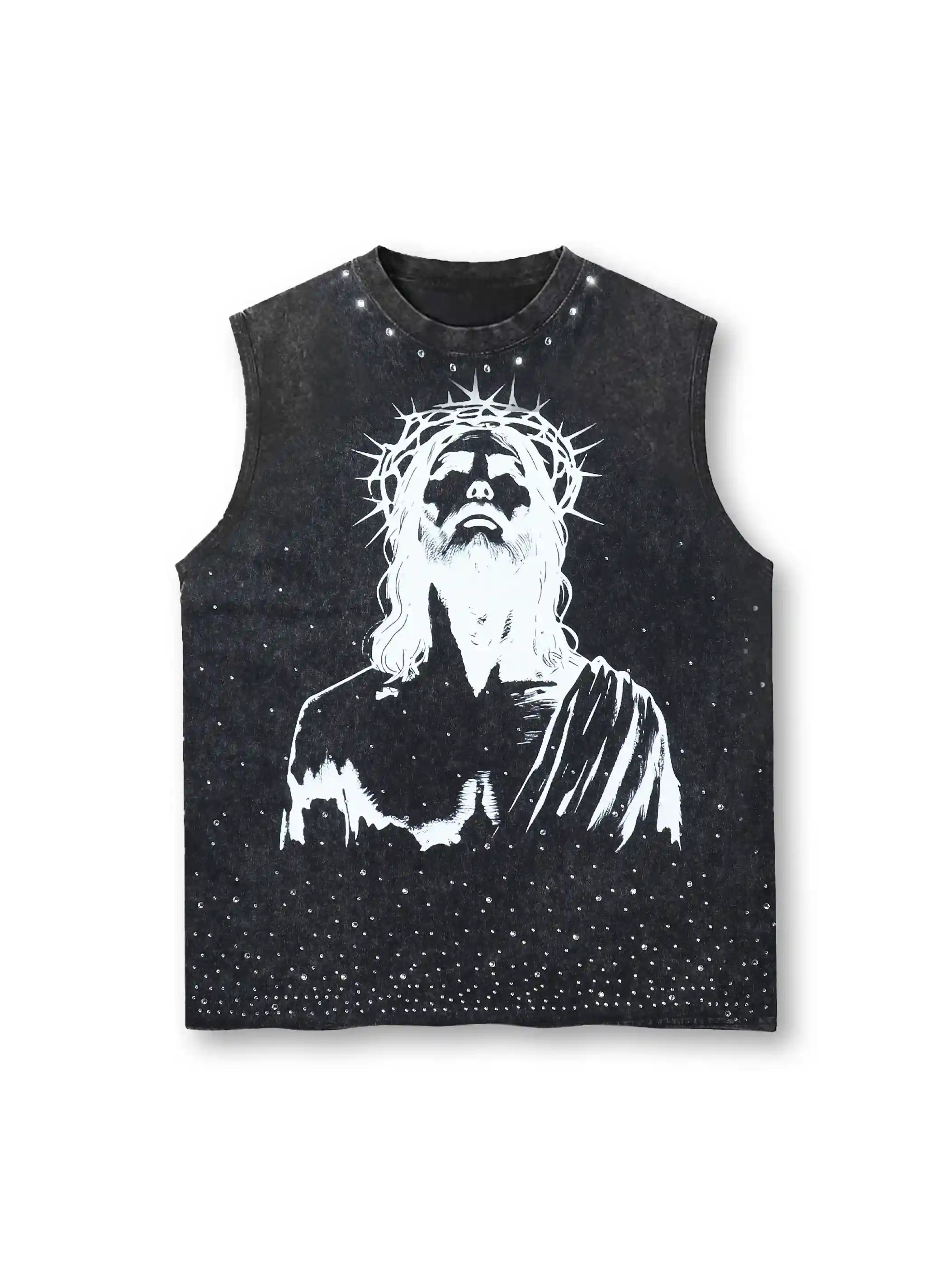 Gothic Jesus Graphic Tank Top-206