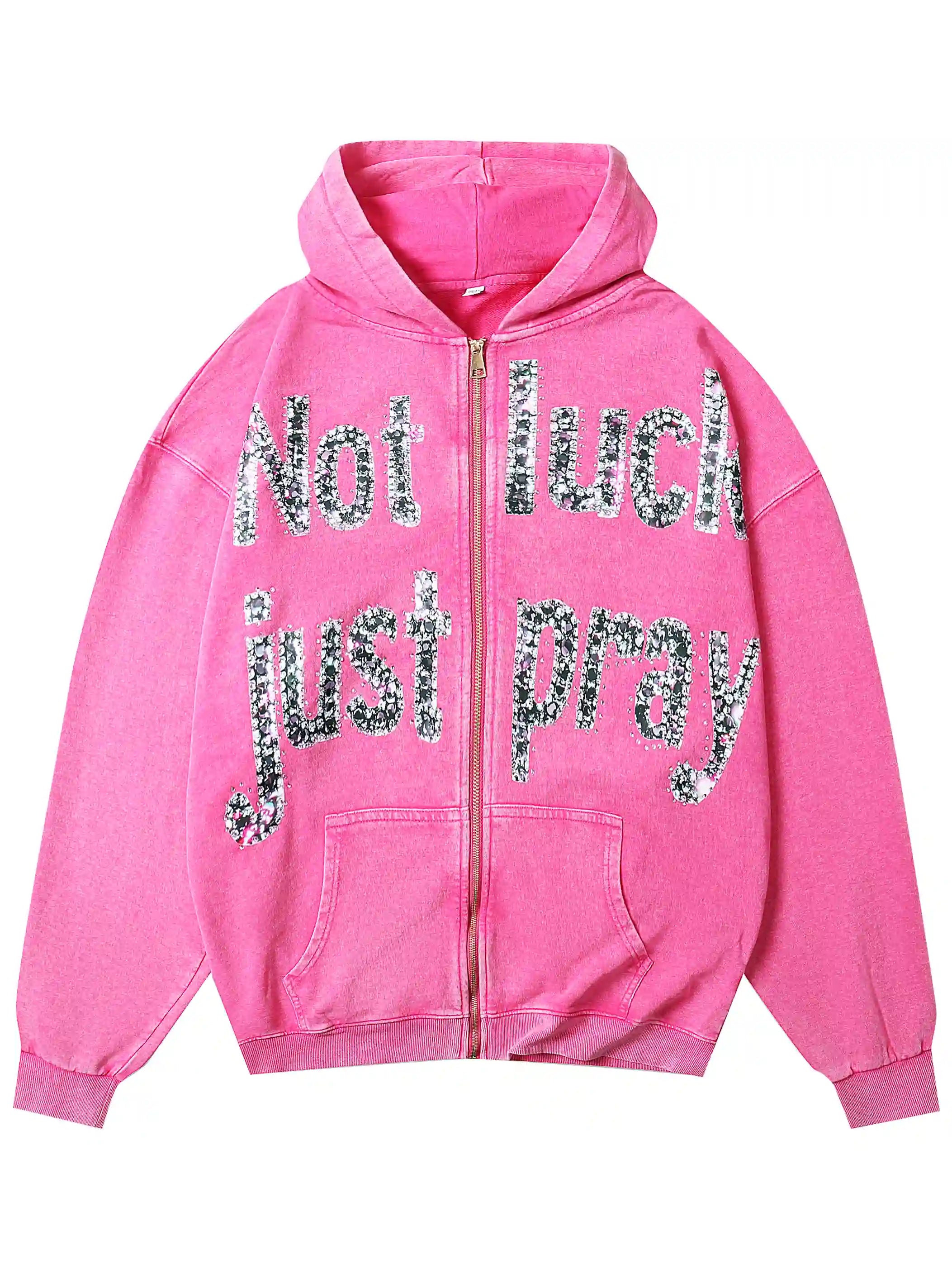 Diamond Graffiti No Luck Just Pray Hoodie-069L