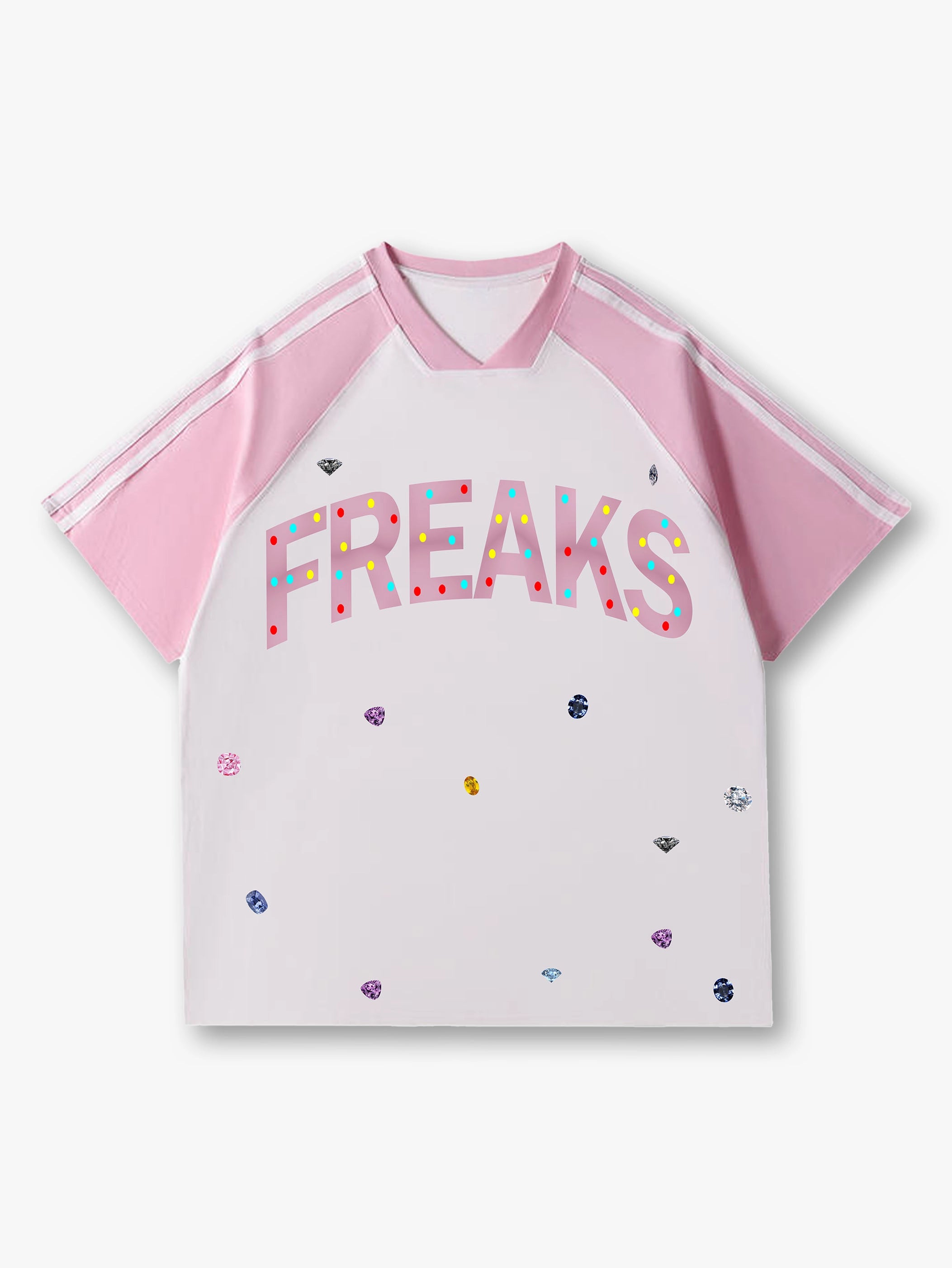 Graphic "FREAKS" Rhinestone T-shirt-216