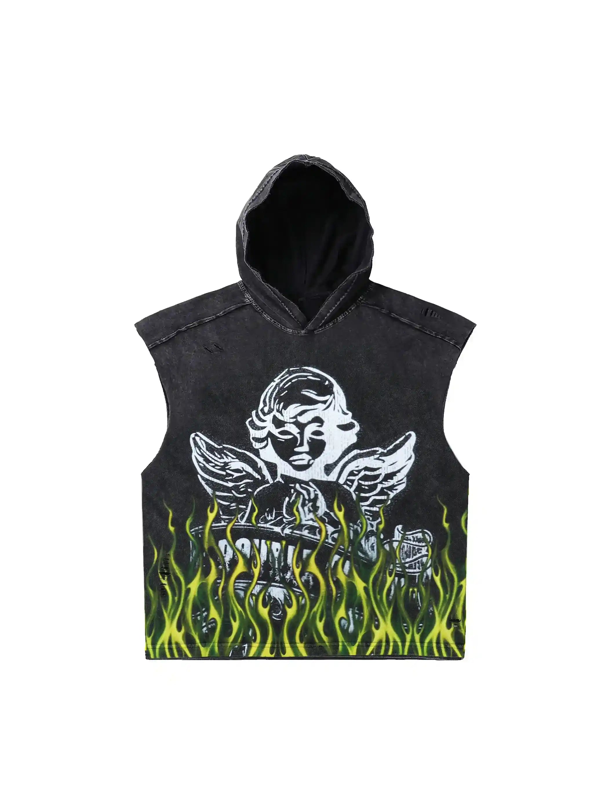 Angel Flame Graphic Hooded Vest-220