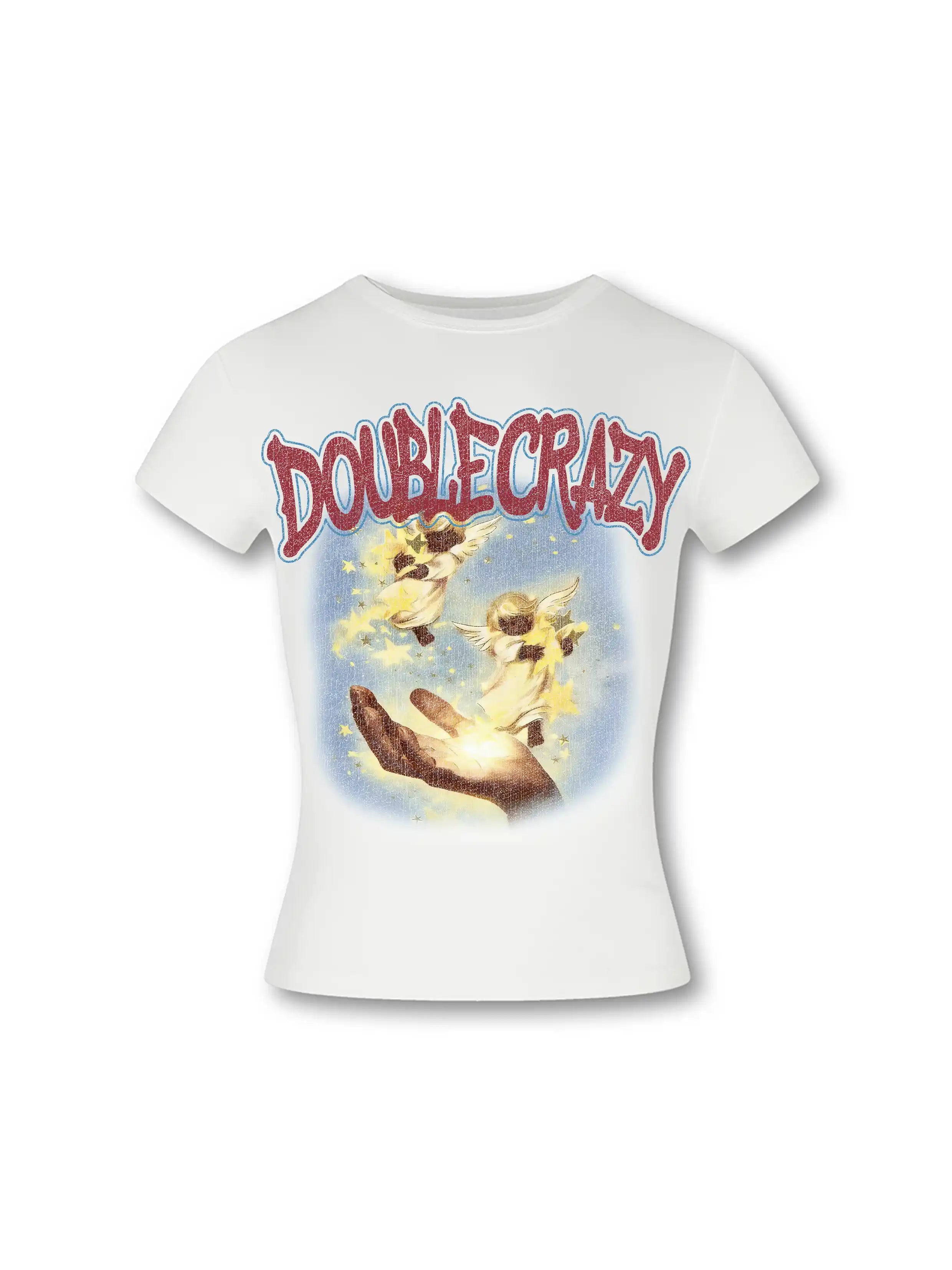 Y2K Grunge Cracked Angel Baby Tee-433
