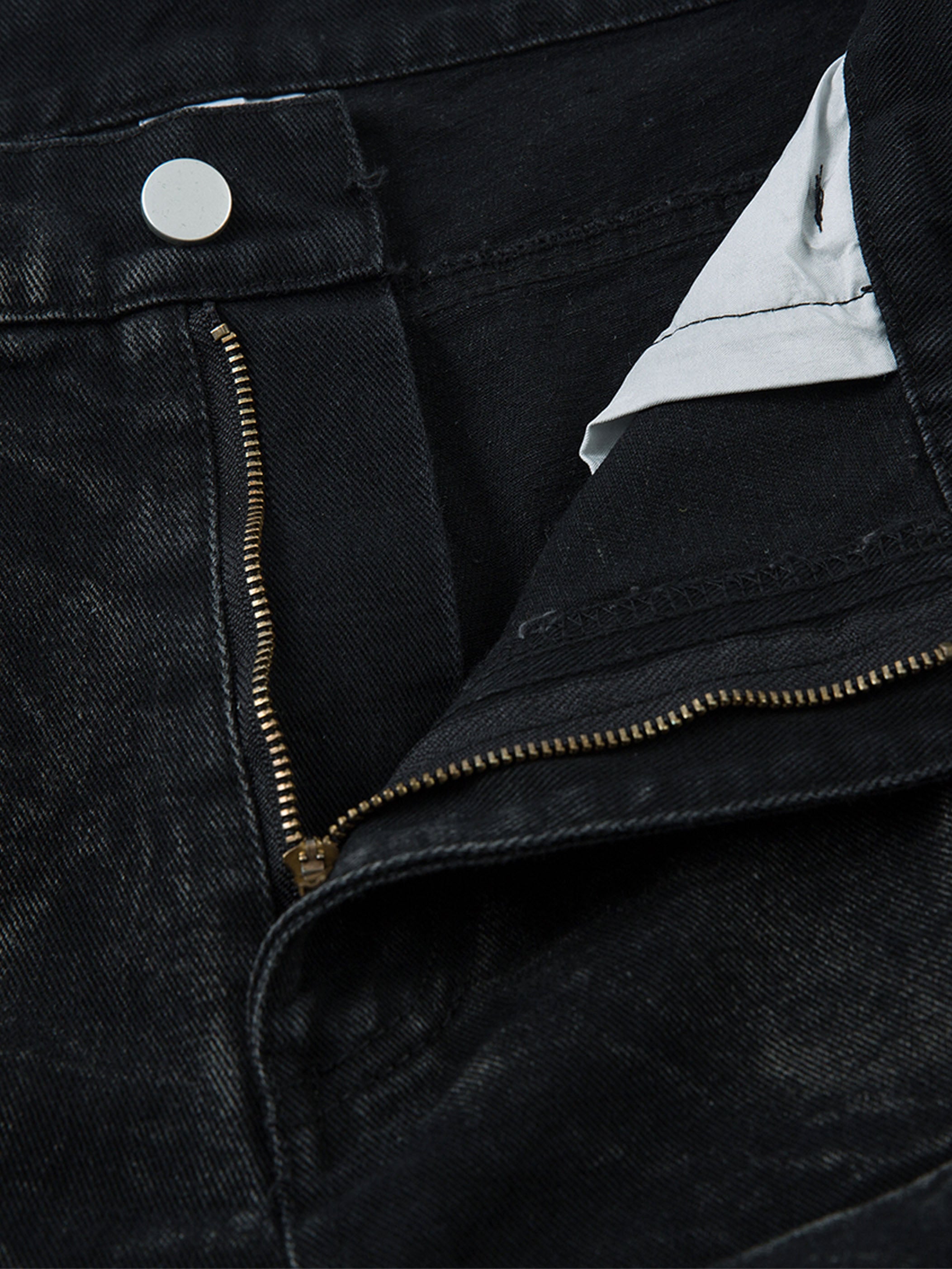 High-Waisted Quilted Denim Pants -s928