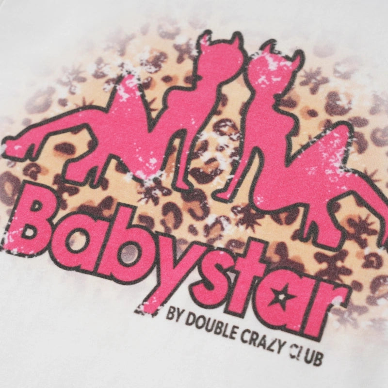 T-shirt court léopard motif fille diabolique bébé-651
