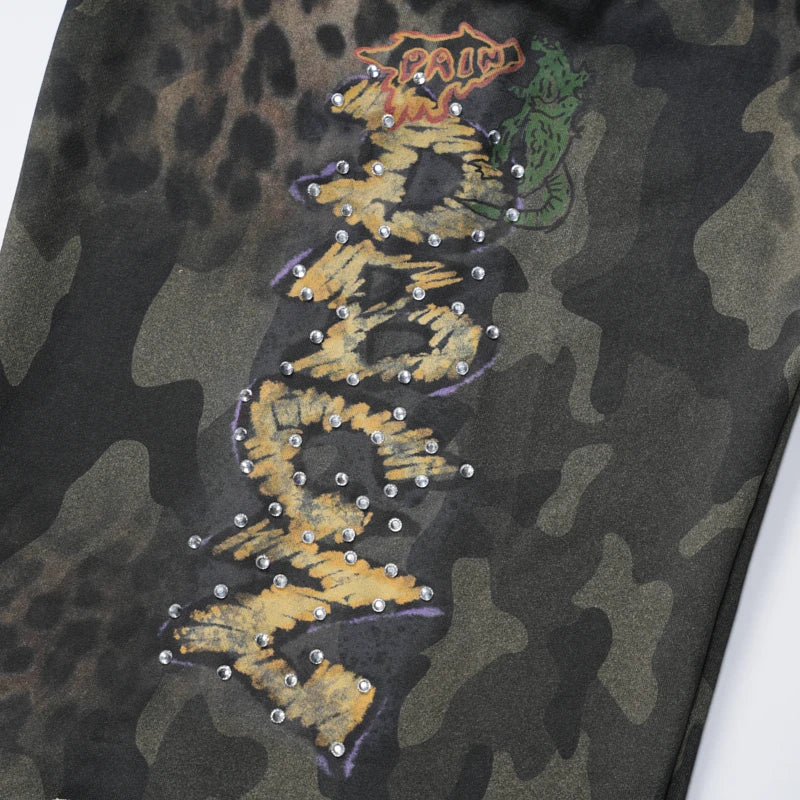 Bling Leopard Camo Raw Shorts-727