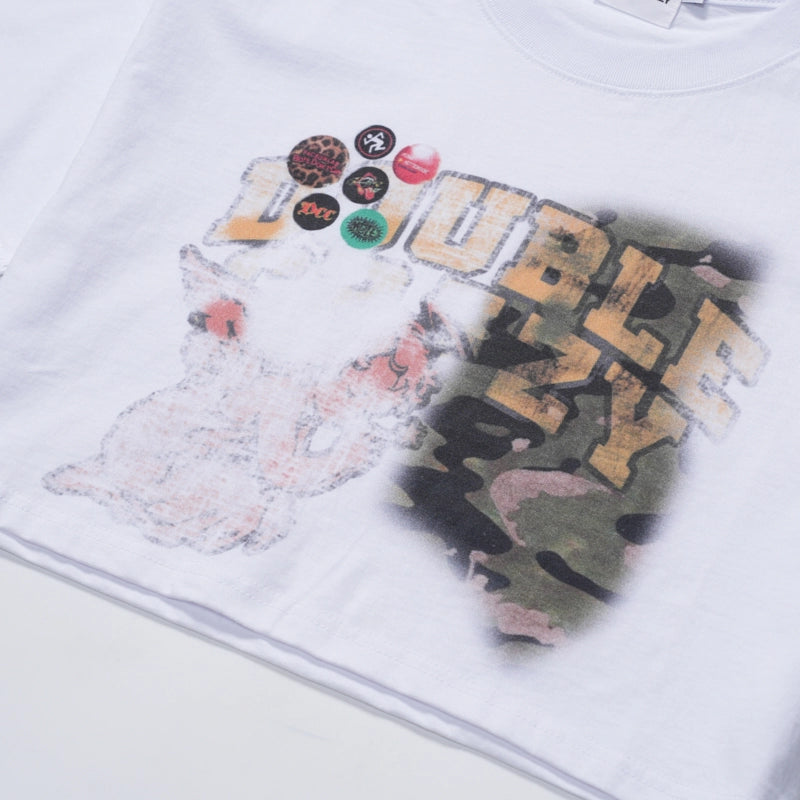 Acid Washed Boxy Graphic Crop Tee-437