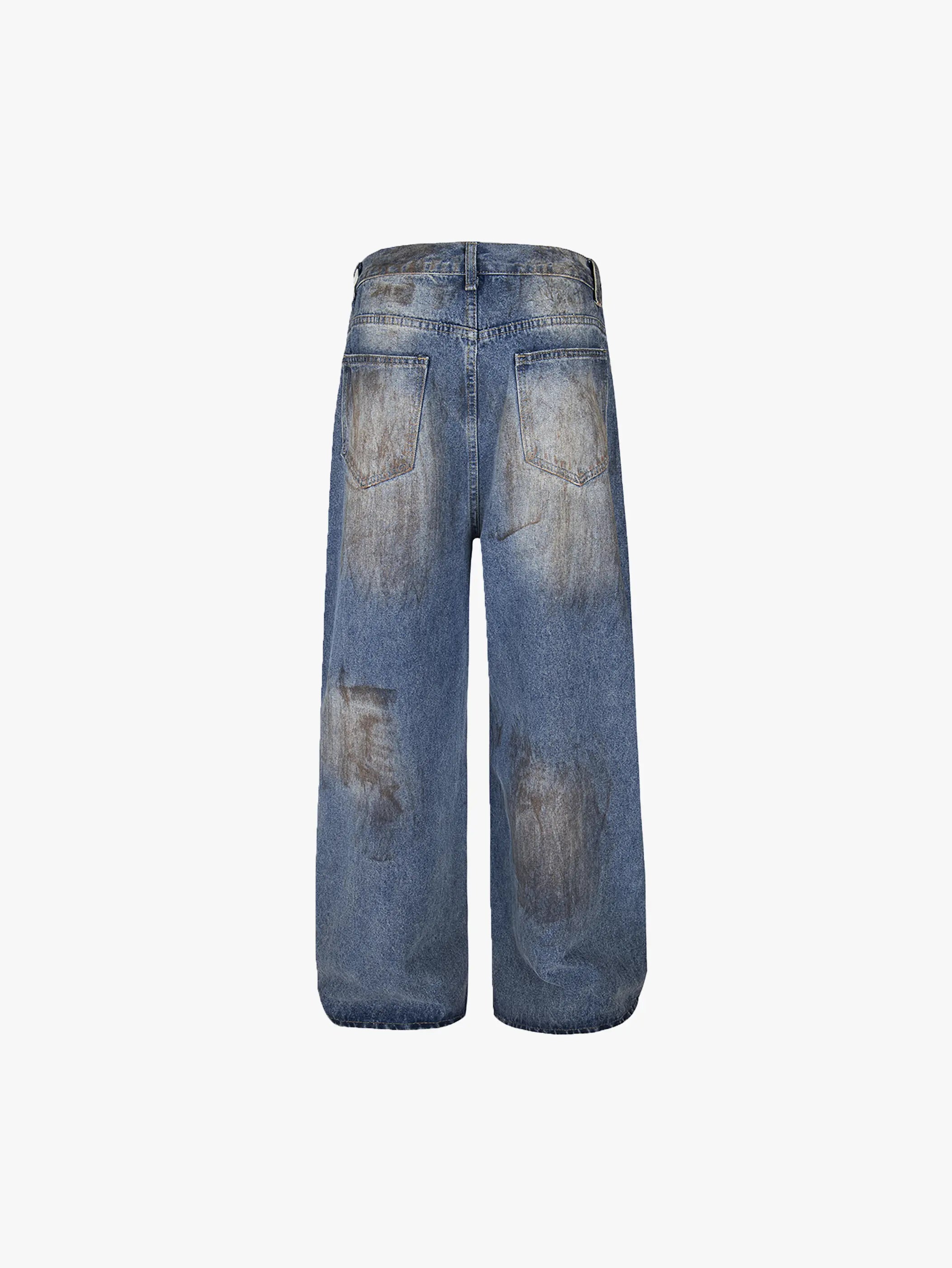 Functionally Stylish Ripped Wide-Leg Denim Jeans with Distressed Detailing Vintage Streetwear Fashion Trousers