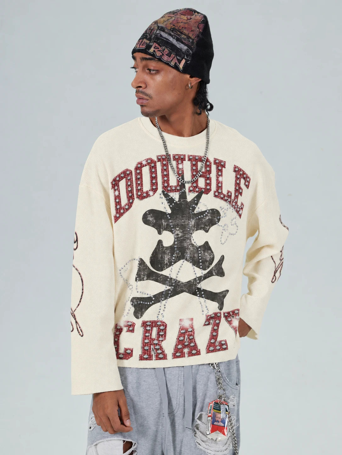 Manches longues motifs Crânes et tibias - Grunge sombre L/S-685