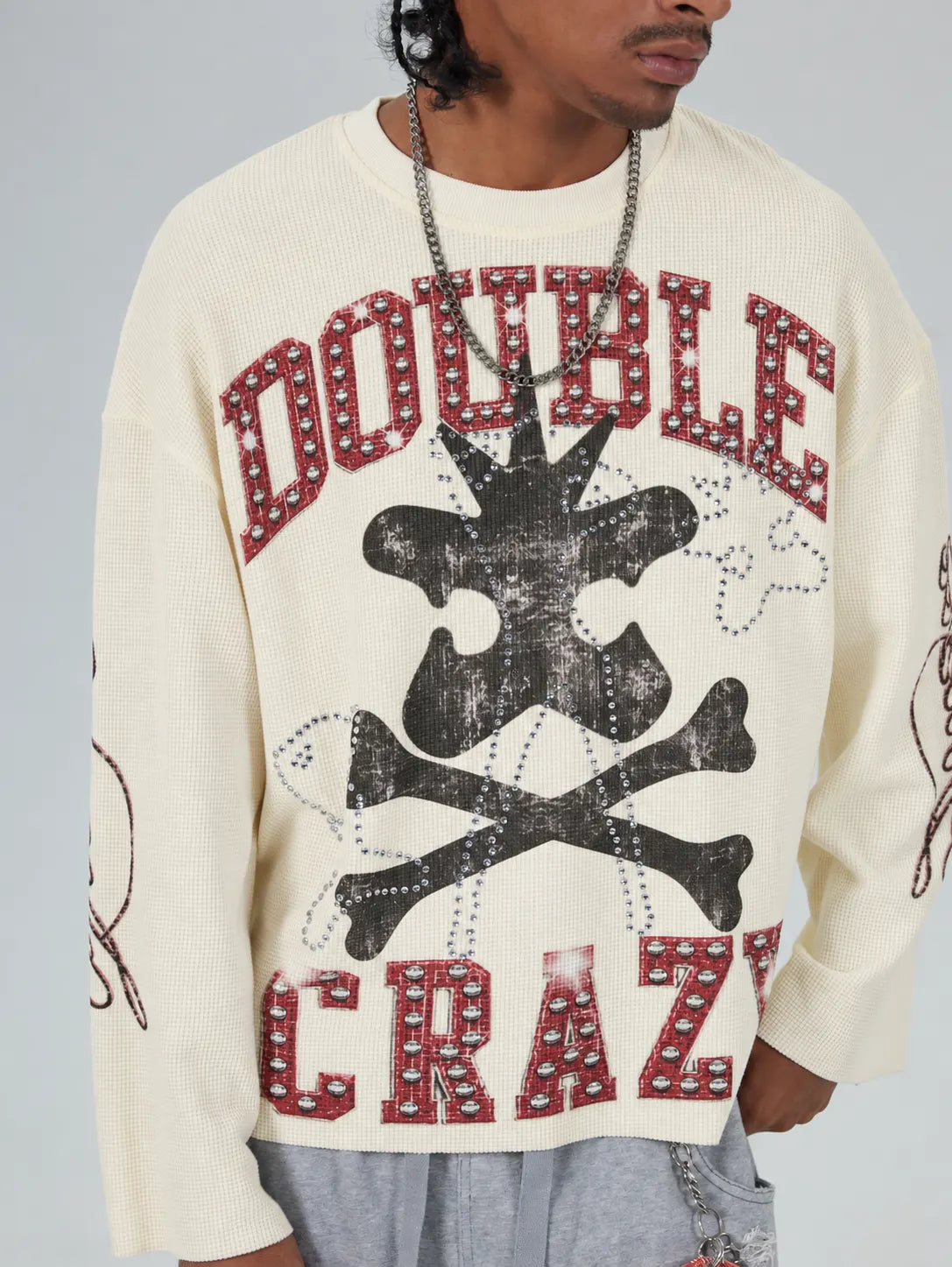 Manches longues motifs Crânes et tibias - Grunge sombre L/S-685