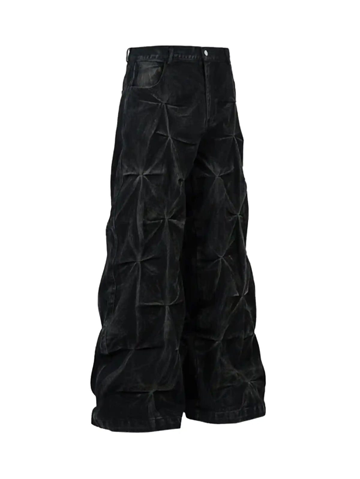 Pantalon en jean matelassé taille haute-S928