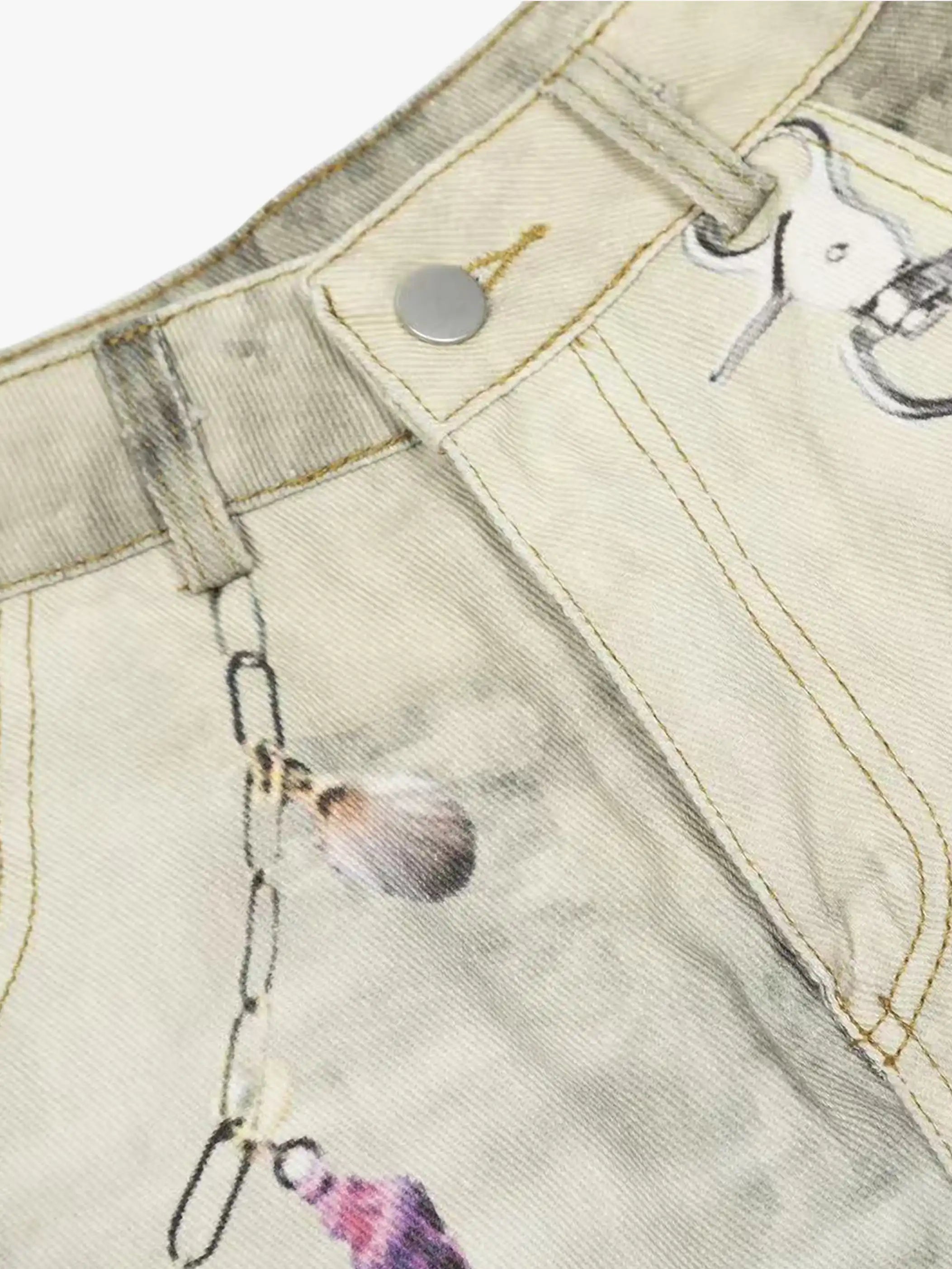 Y2K Streetwear Style High Waist Denim Shorts Washed Loose Fit Kawaii Charm Decor-S1035
