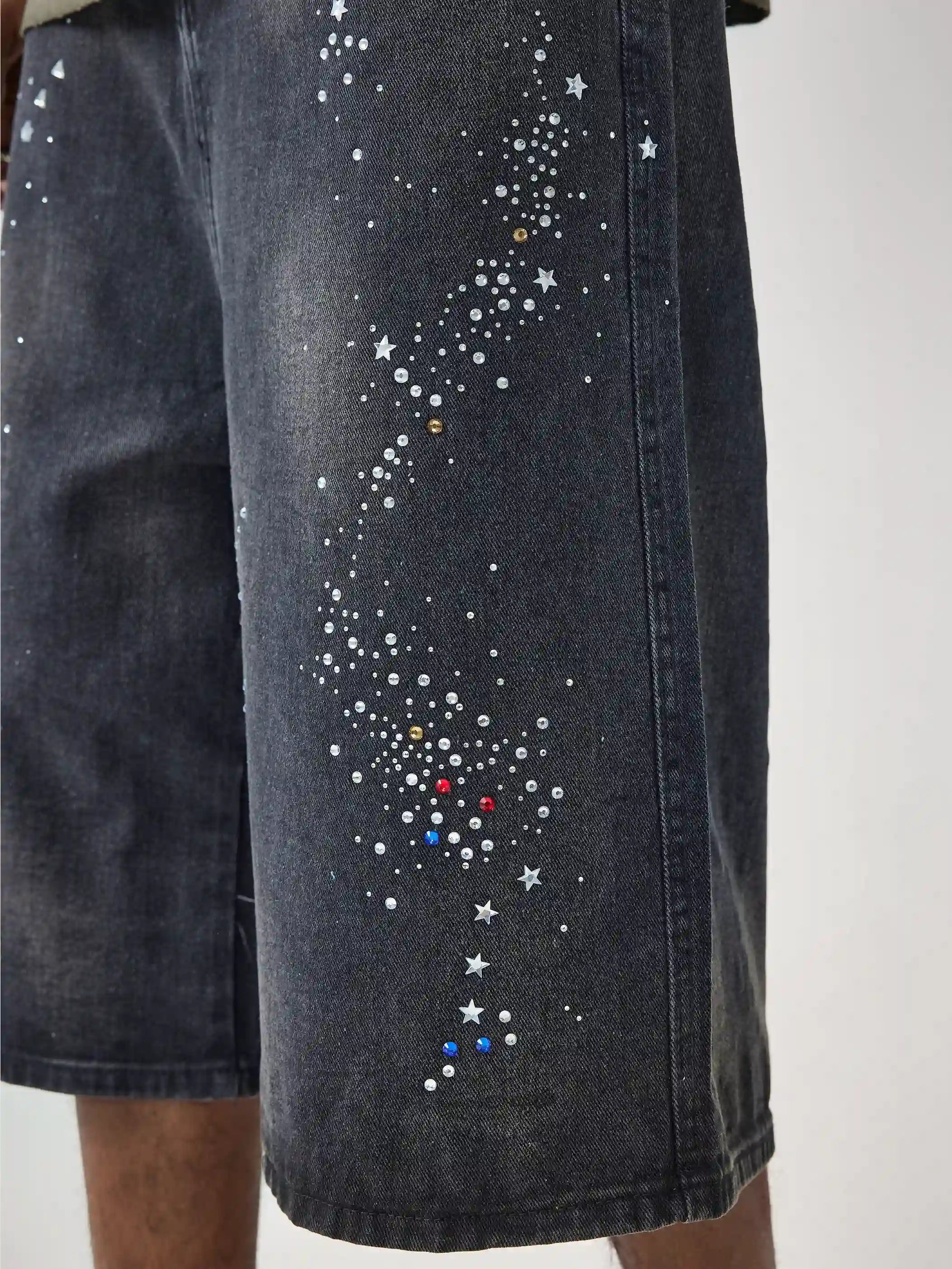 Glittering Stars Denim Shorts-S1033