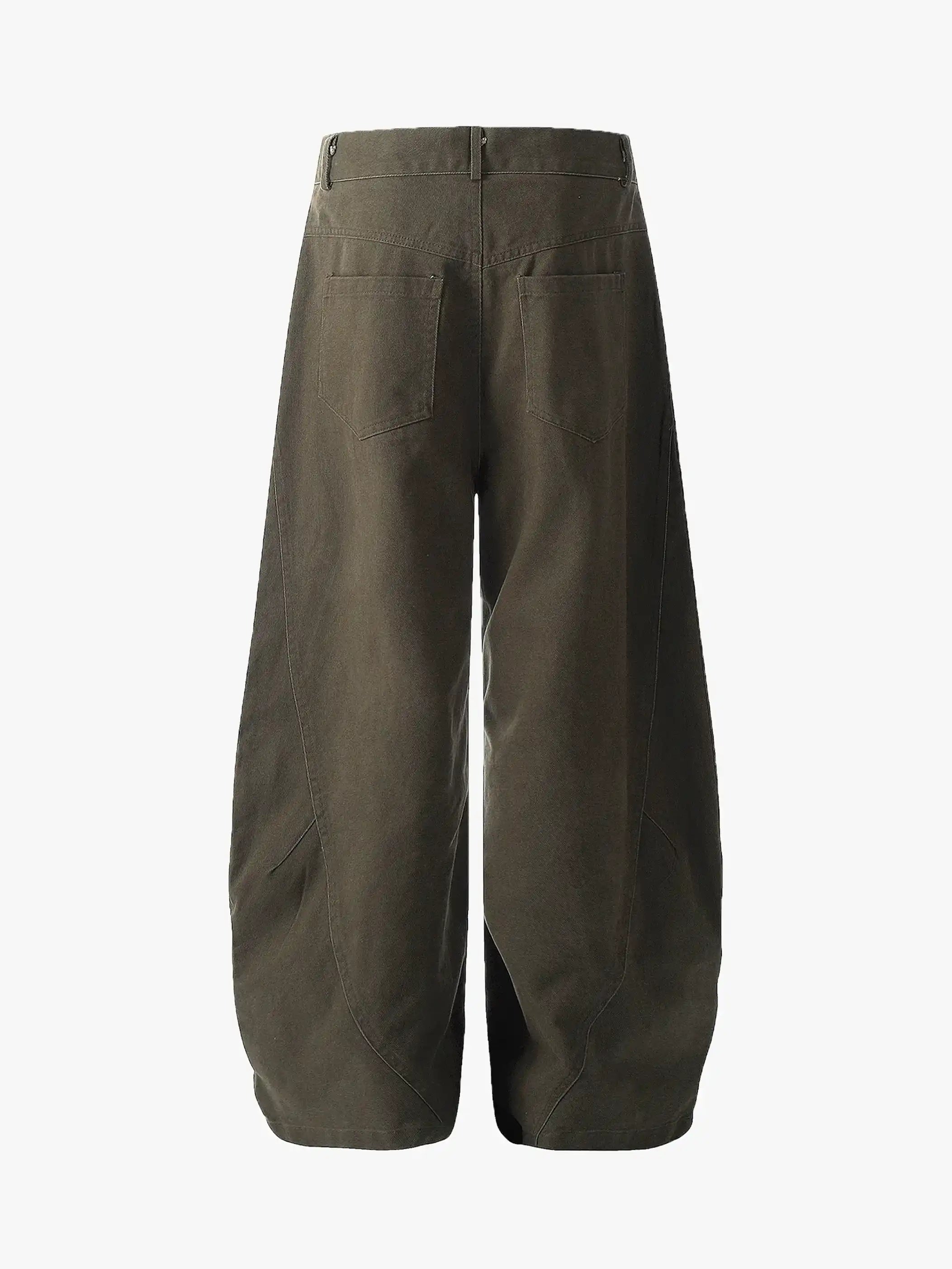 Casual High Waist Button Detail Street Pants-S1006