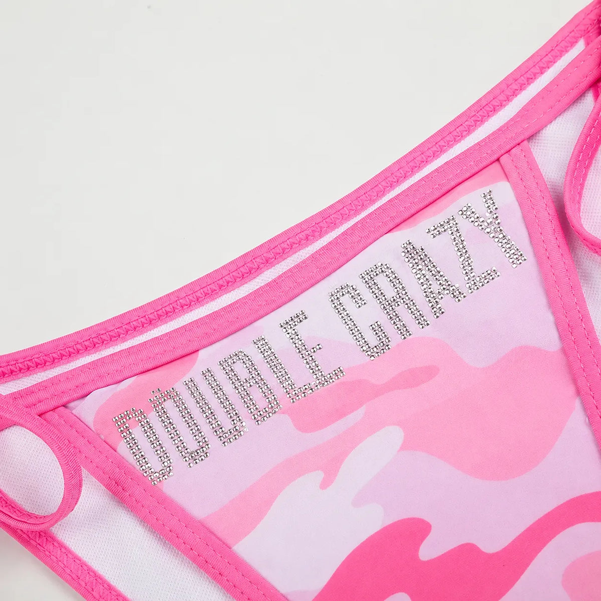 Ensemble de bikini camouflage rose avec strass - 653
