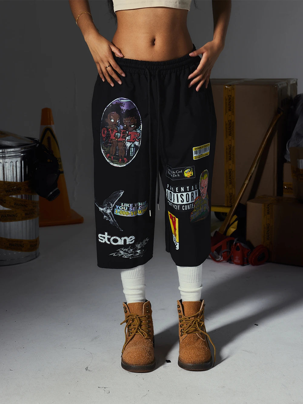 Retro Cartoon Stretch Shorts-743