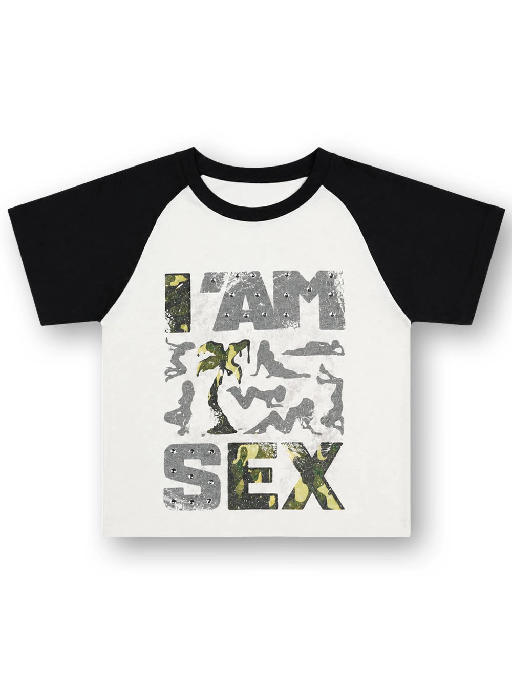 T-shirt court clouté camouflage Pin-up-632