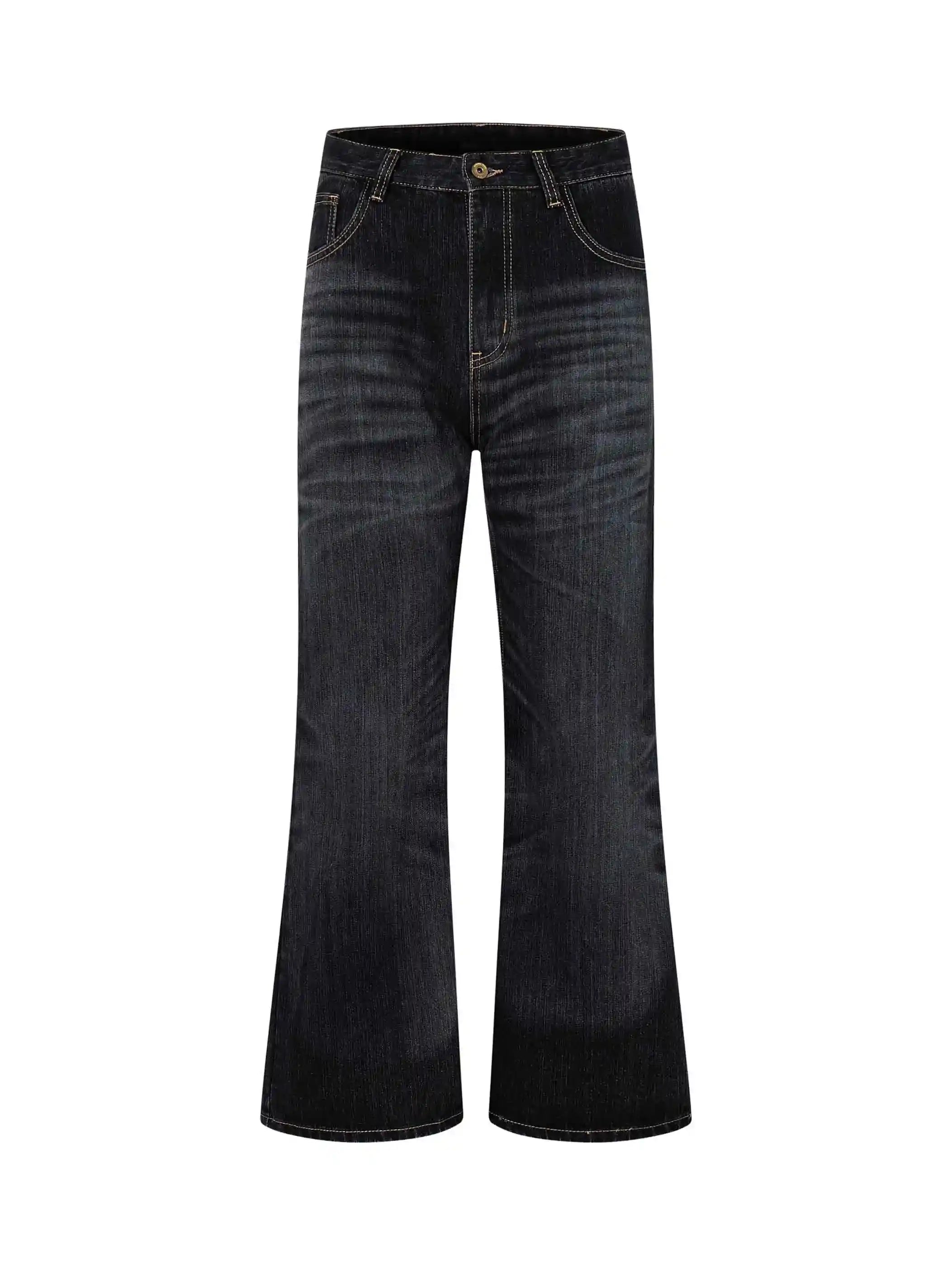 Curved-Leg Faded Flare Jeans-S1197