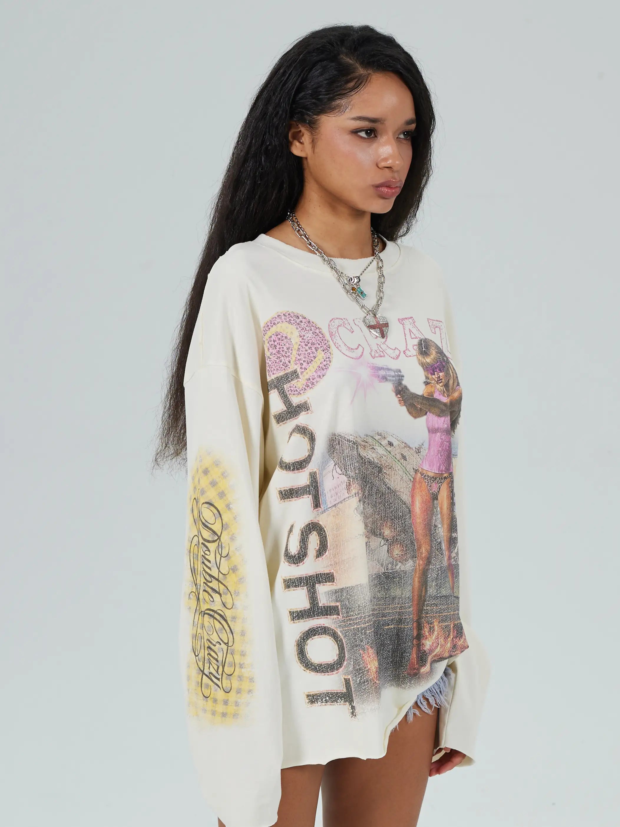 Faded Alien Invasion Boxy L/S-738