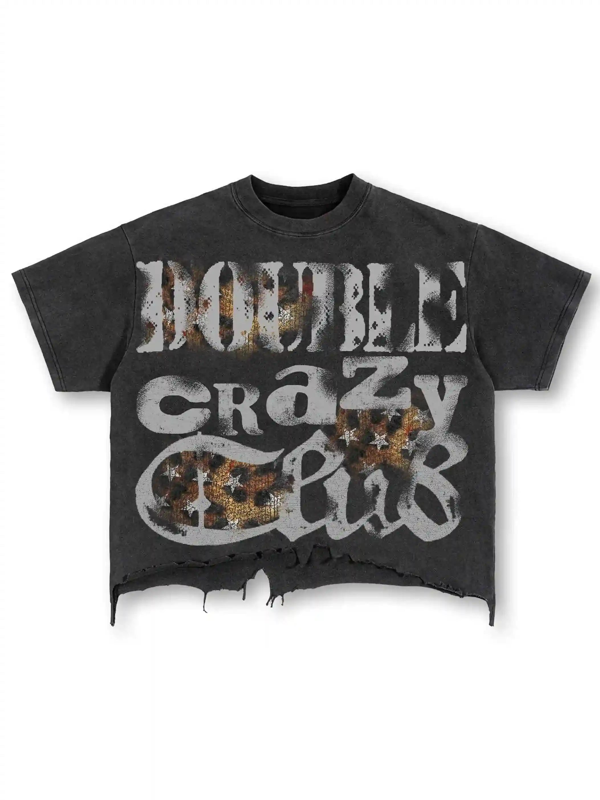 Distressed Logo Graphic T-shirt-422