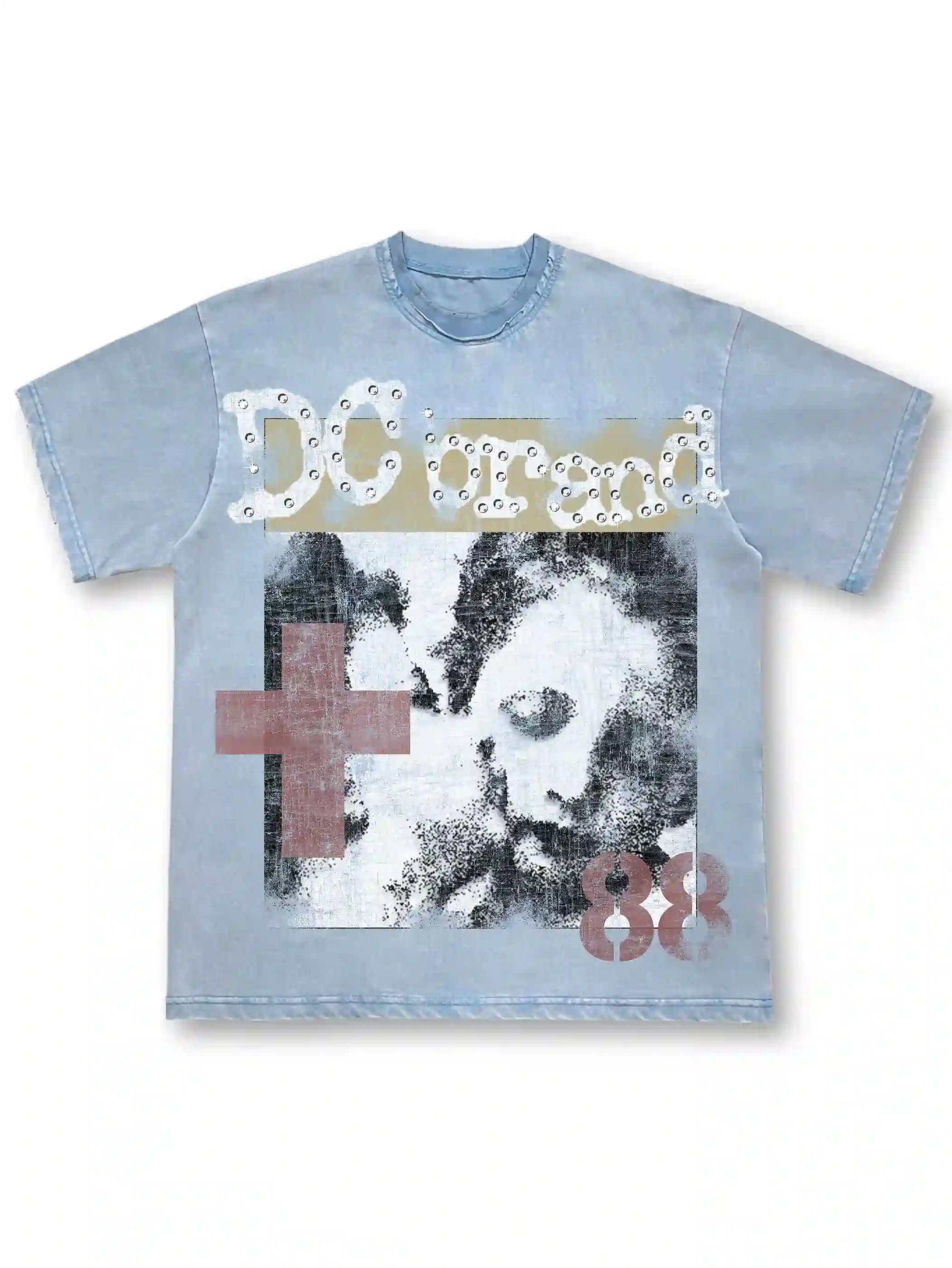 Vintage Cross Gemmed Grunge Tee-462