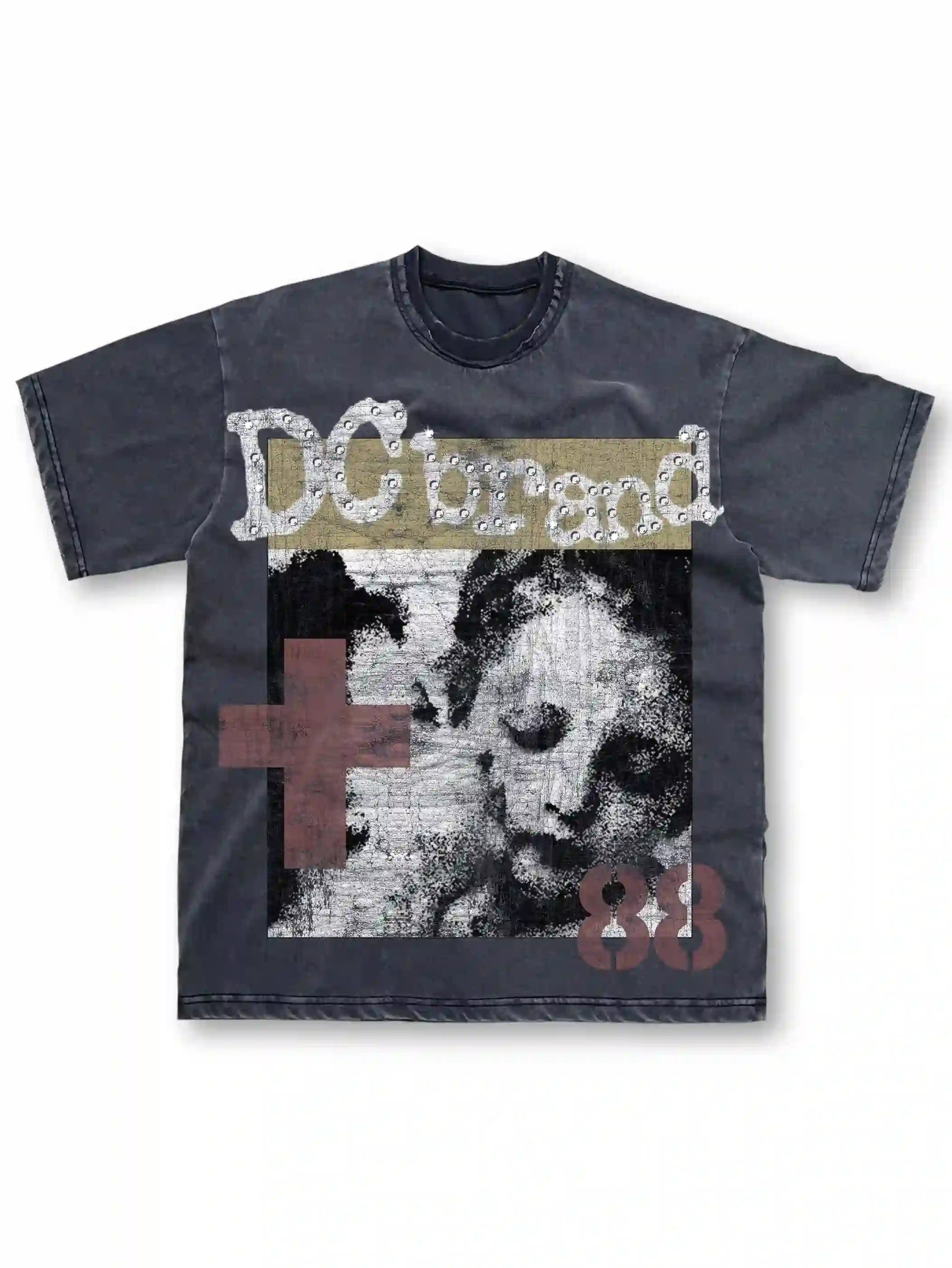 Vintage Cross Gemmed Grunge Tee-462