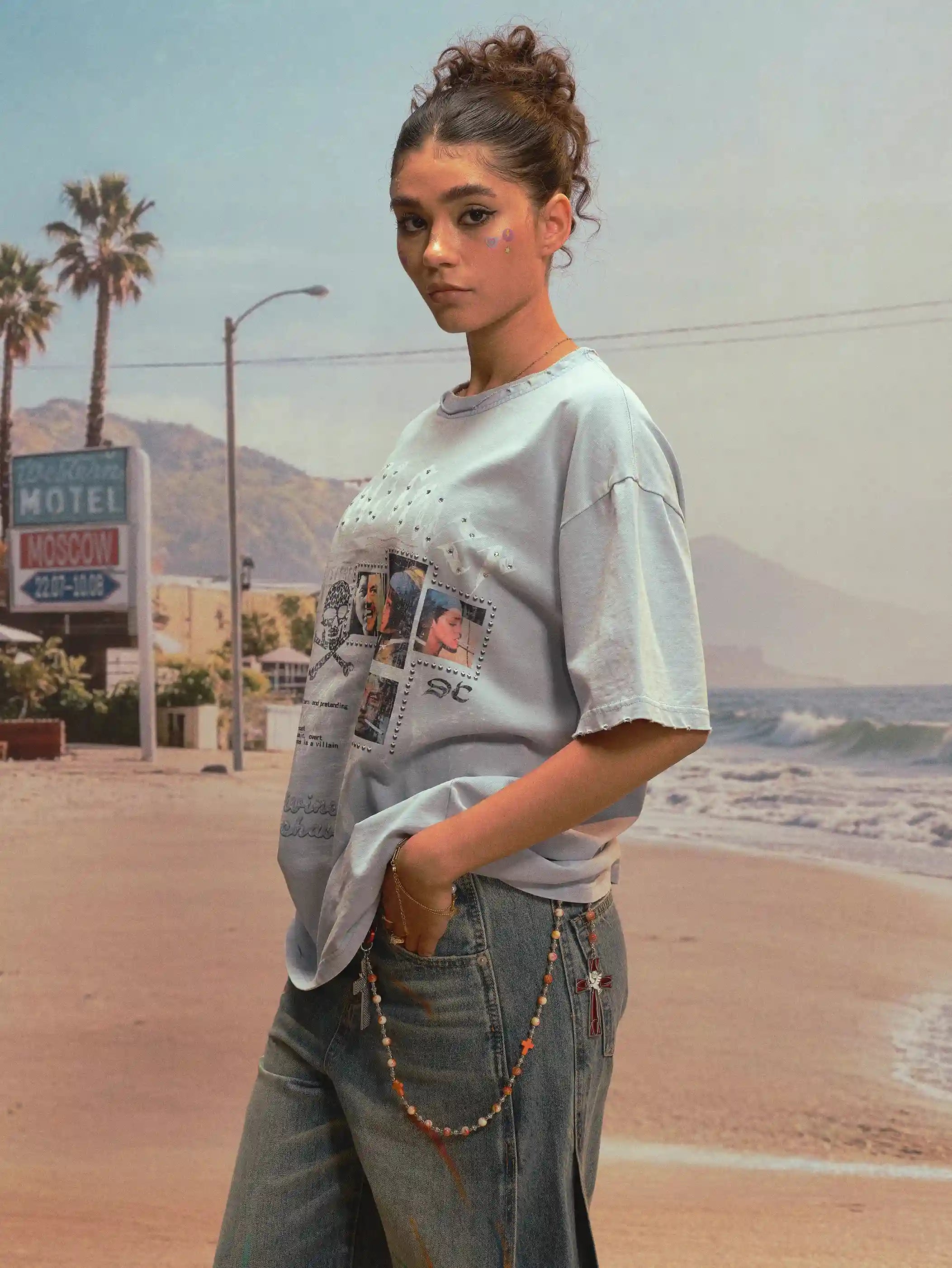 Vintage Frayed Rhinestone Tee-469