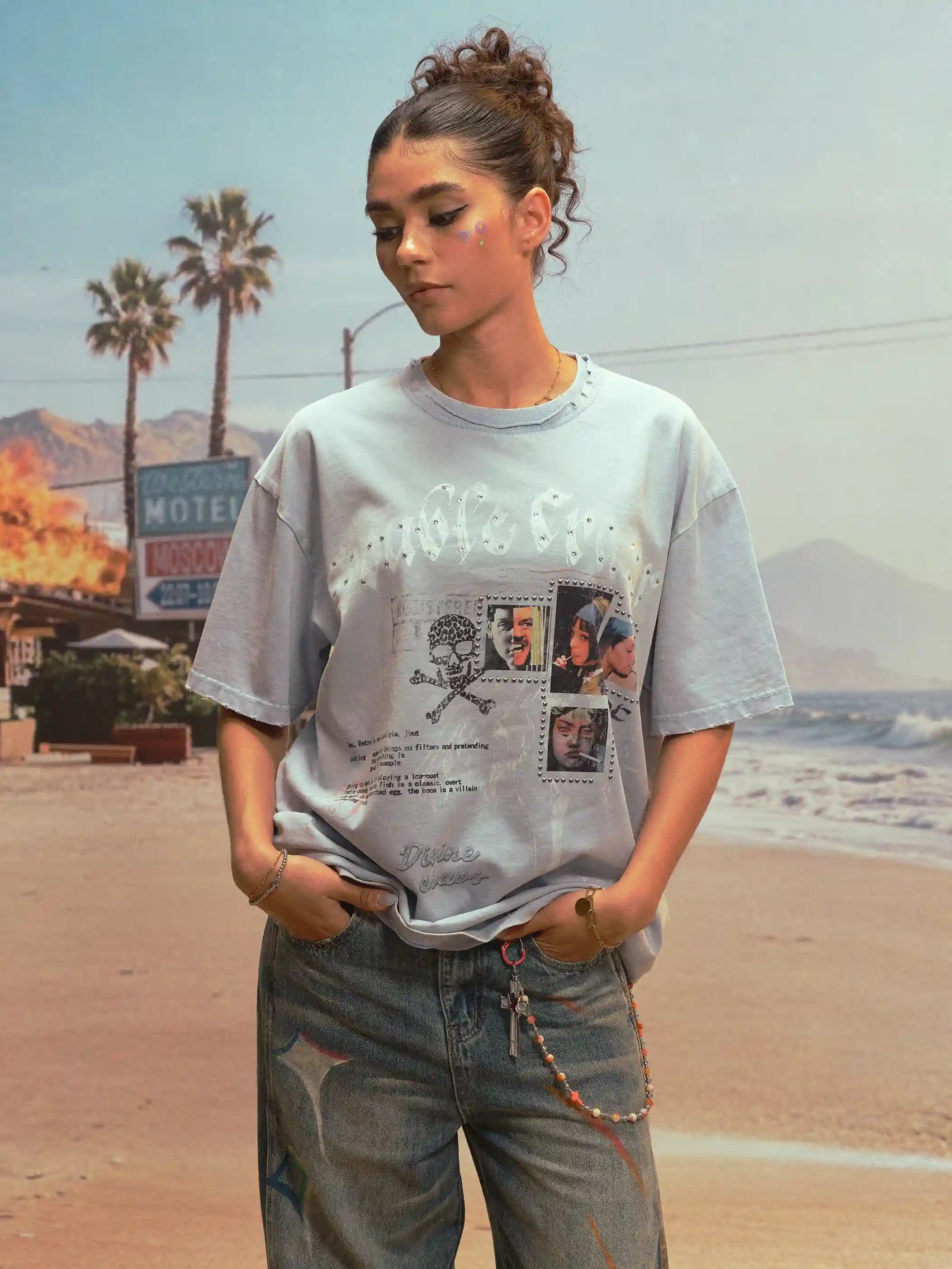 Vintage Frayed Rhinestone Tee-469