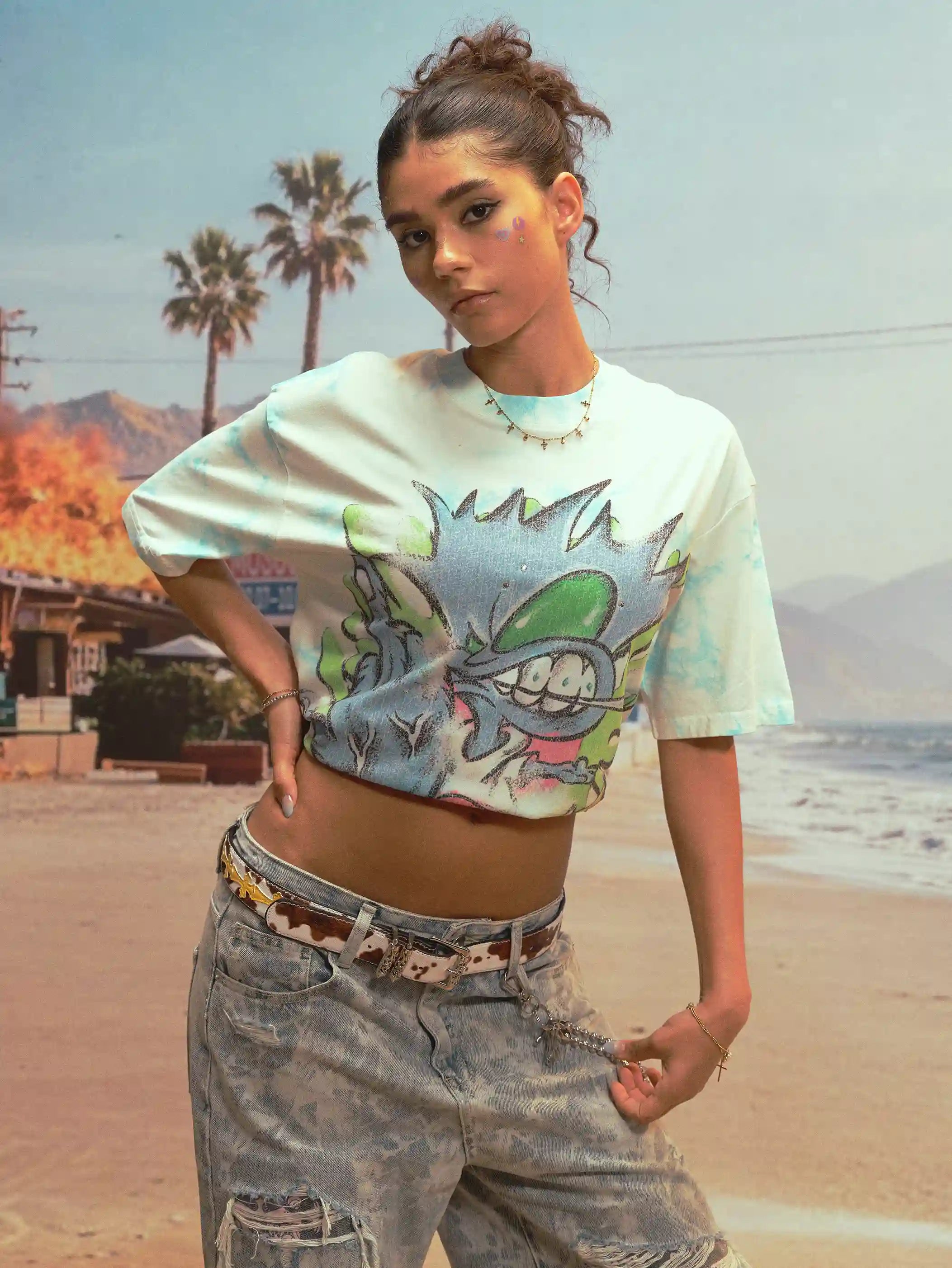 T-shirt graphique tie-dye Edgy Bling-484