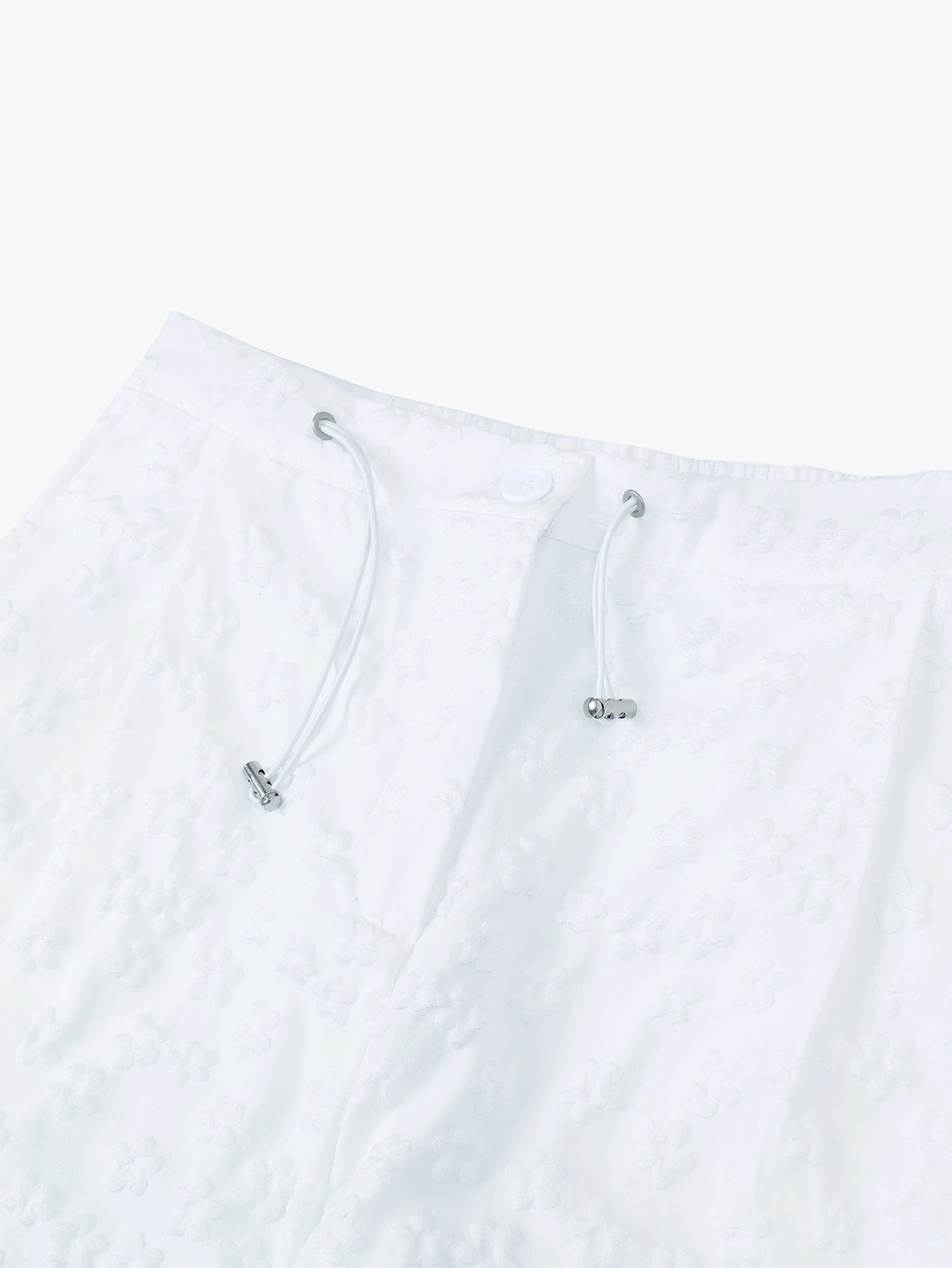 White Cargo Pants Loose Fit Streetwear-S1047