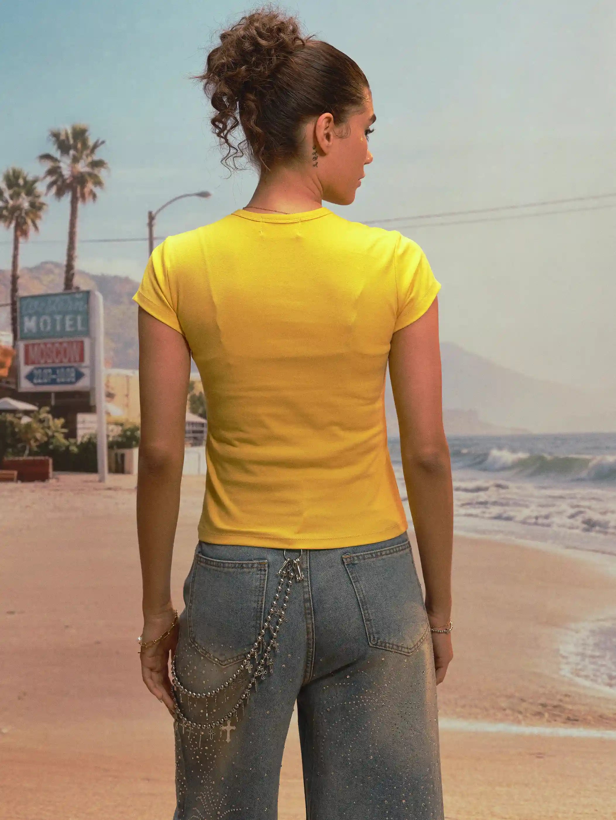 Camiseta Y2K Estrella de Diamantes de Imitación para Niña-526